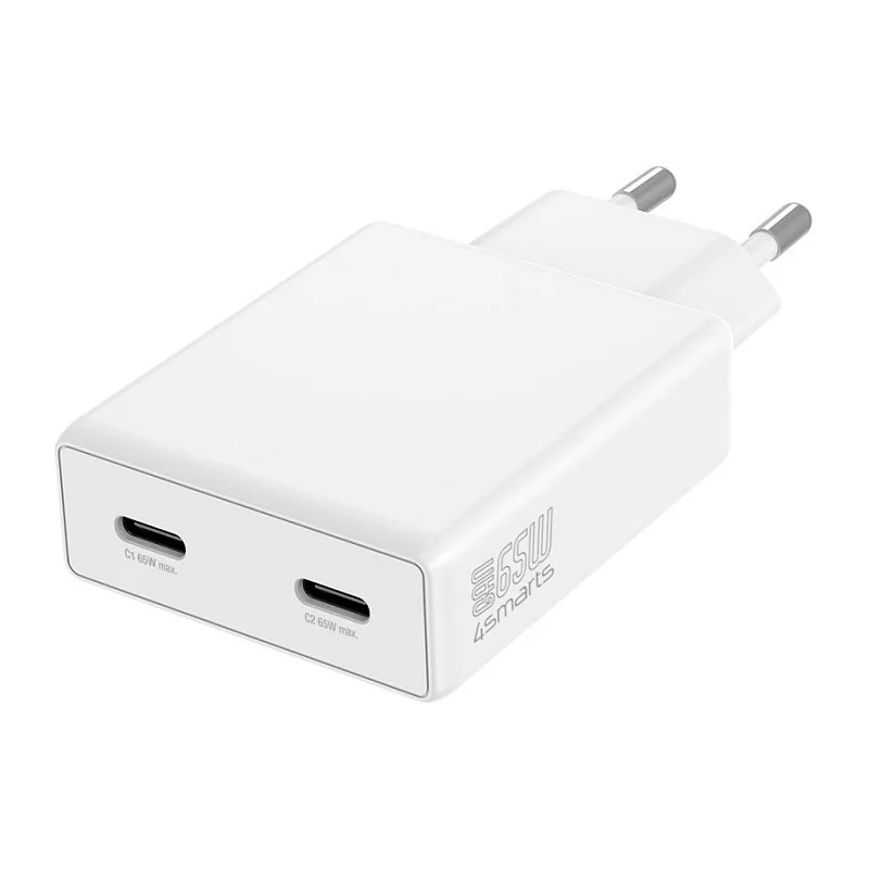 4SMARTS netzladegeraet pdplug slim dual 65w gan 2c  weiss Akkus Powerbanks & Kabel