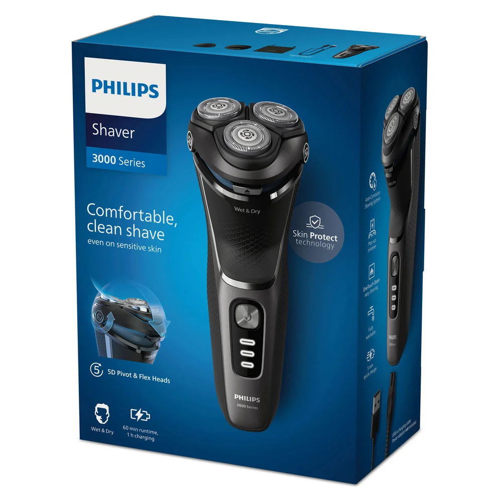 Philips Herrenrasierer Series 3000 S3343 13  mit Ladestation Tasche Rasierer & Epilierer