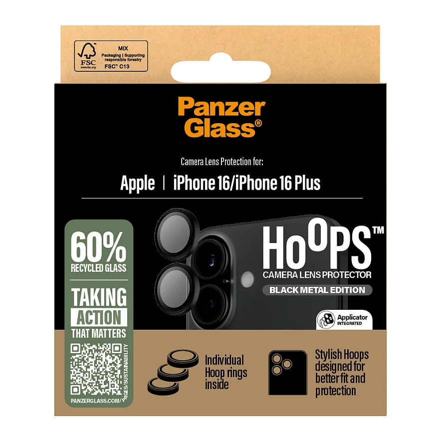 PanzerGlass   Hoops  Kameraschutz Schwarz iPhone 16   16 Plus Notebook & Tablet Zubehoer