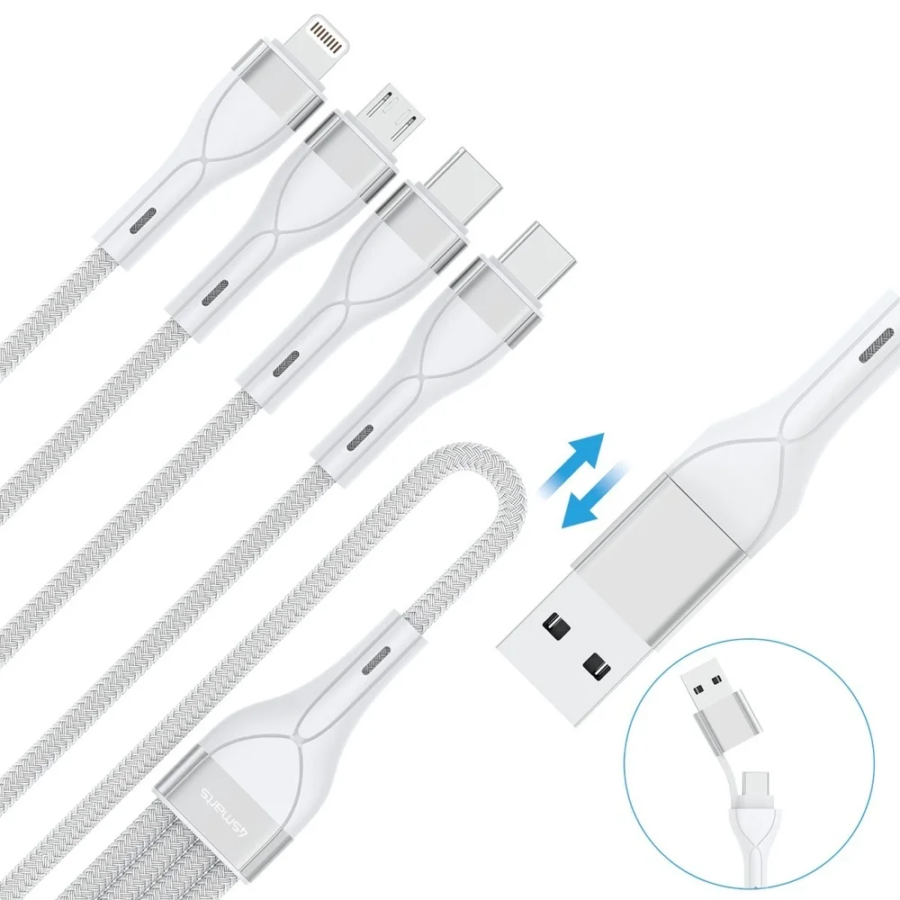 4SMARTS 4in1 USB C A Multi Charging 1 2m  weiss Akkus Powerbanks & Kabel
