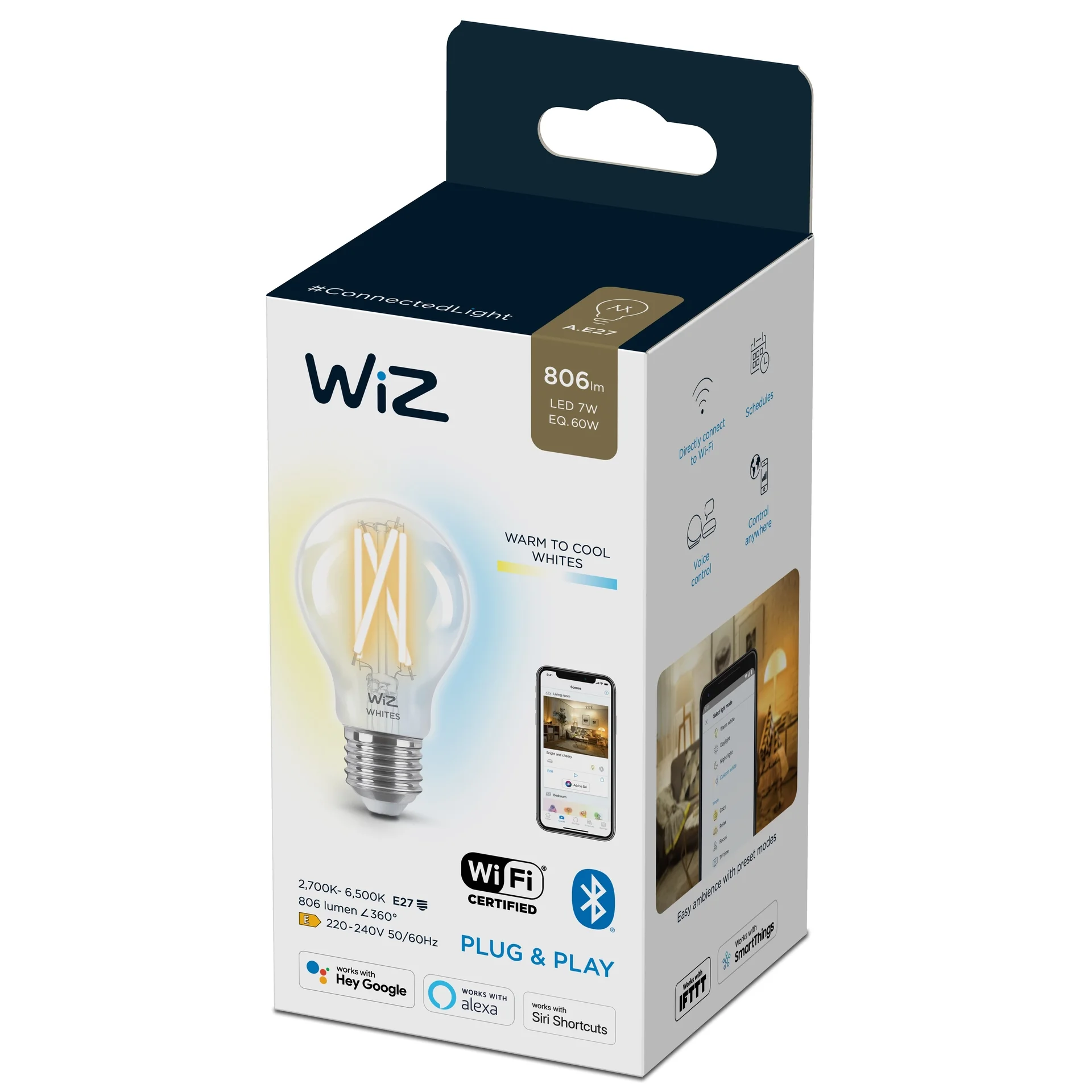 WiZ Filament Lampe  transparent  60 W A60 E27 Leuchtmittel