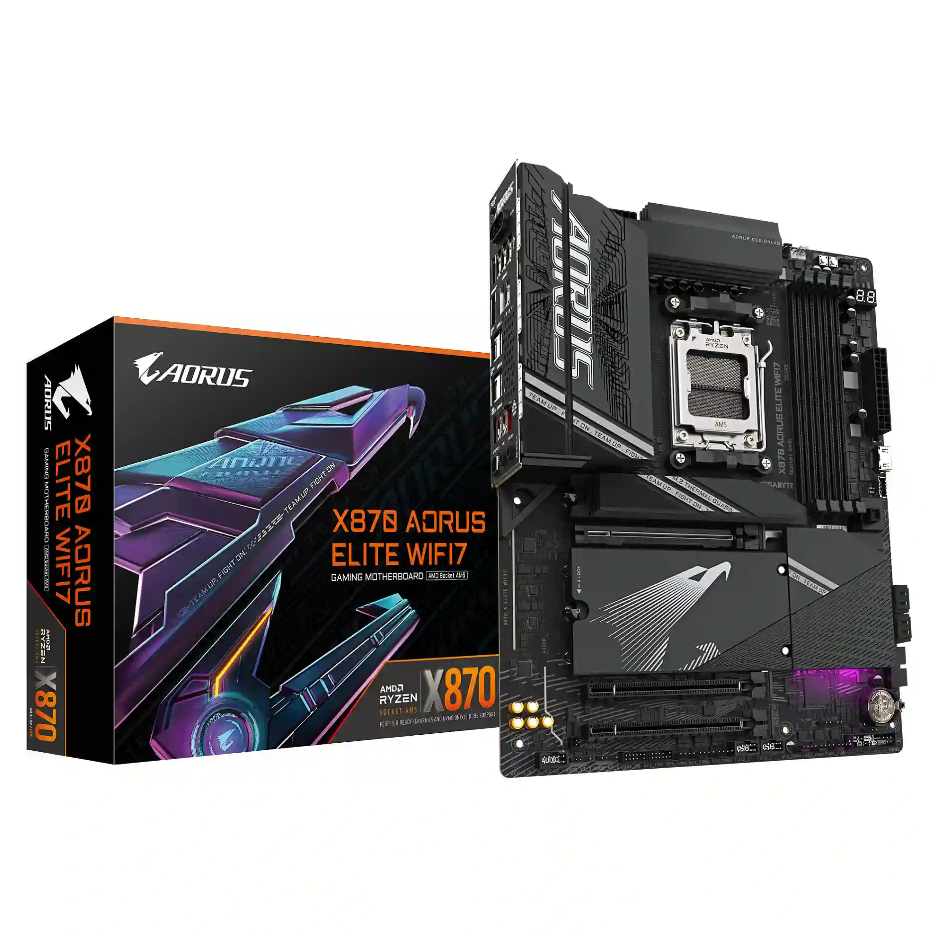 GIGABYTE X870 AORUS ELITE WIFI7 Mainboard   Unterstuetzt AMD Ryzen 9000 CPUs  16 2 2 Phasen VRM  bis zu 8000MHz DDR5  OC   3xPCIe 5 0   1xPCIe 4 0  Wi Fi 7  2 5GbE LAN  USB 4 PC-Zubehoer