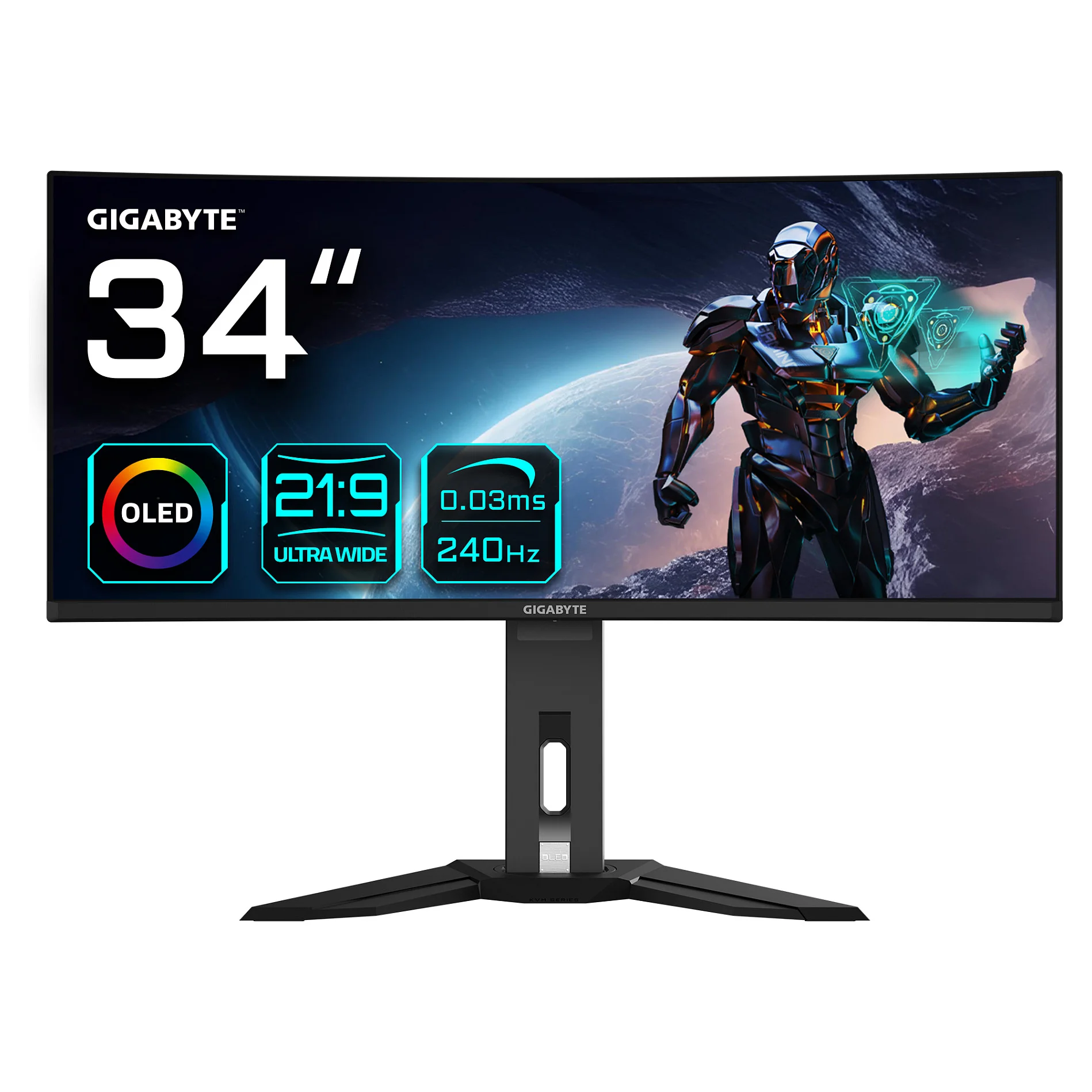 GIGABYTE OLED WQHD Curved Gaming Monitor MO34WQC2   34 Zoll  3440 x 1440  240Hz  0 03ms  KVM  250 cd m   FreeSync Premium Pro  DisplayHDR True Black 400  HDMI 2 1  Displayport 1 4 Monitore