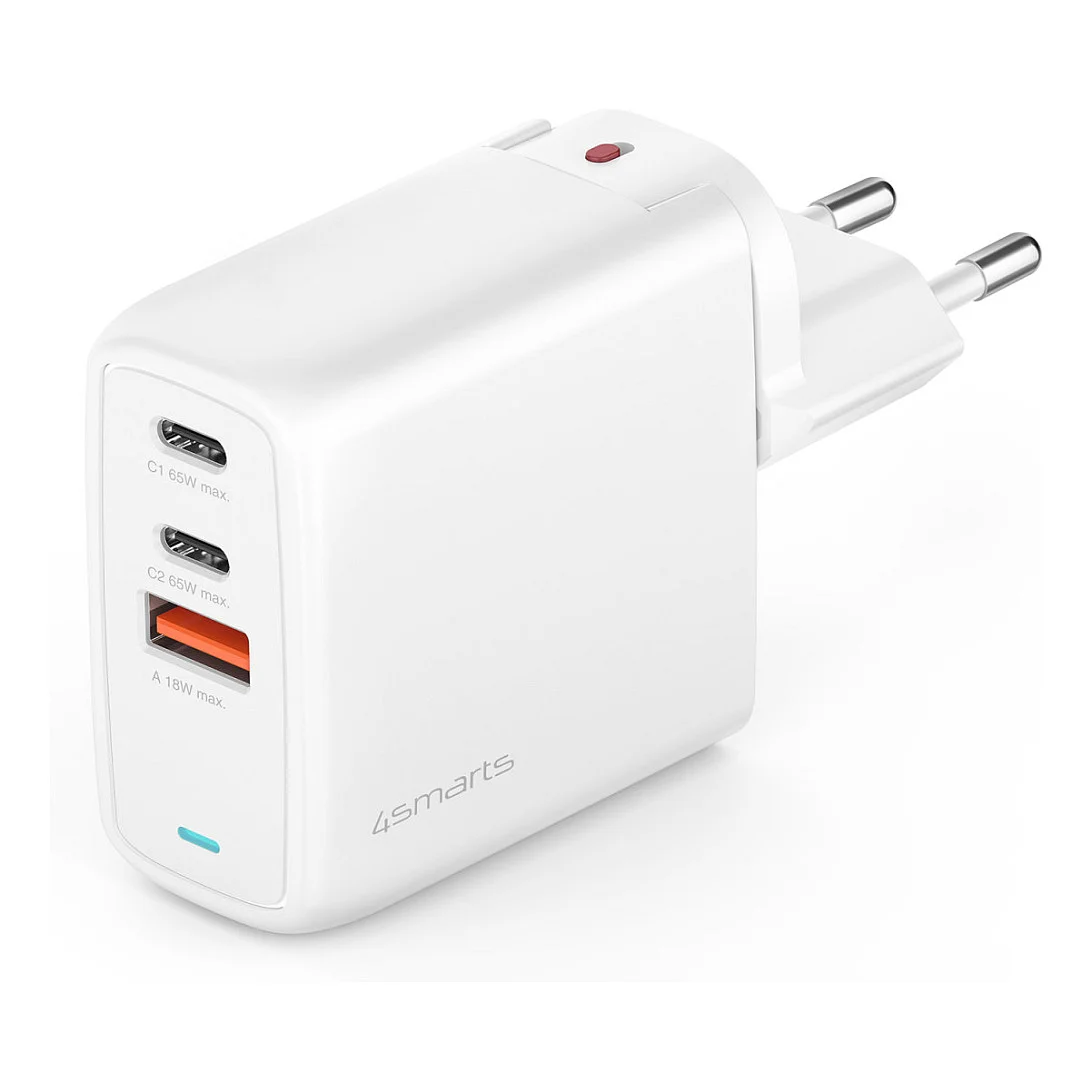 4SMARTS Ladegert GaN Flex 65W 2 USB C 1 USB A  wei Notebook & Tablet Zubehoer