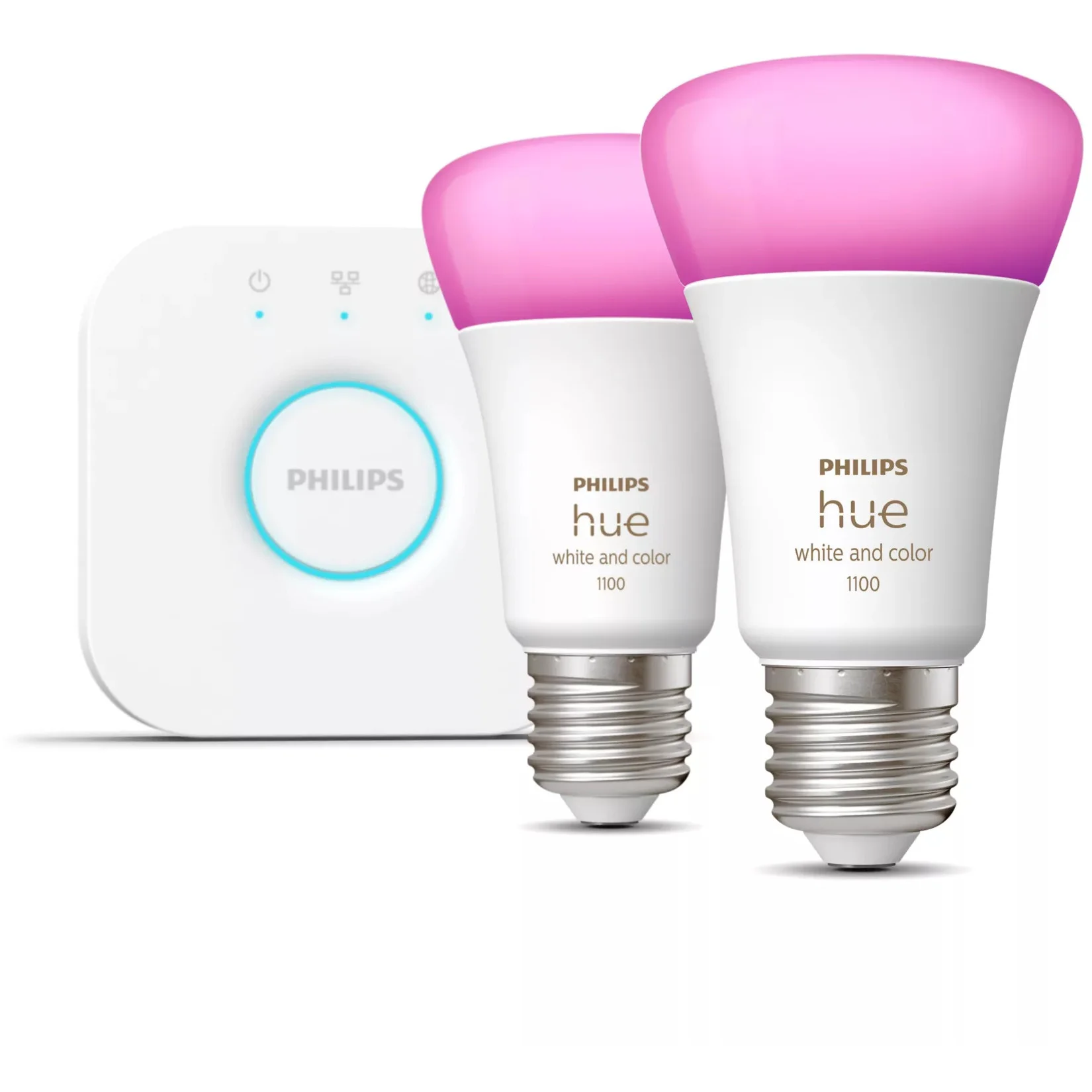 Philips Hue White and Color ambiance Starter Set  E27   Smarte Lampe A60 Doppelpack Smart Home