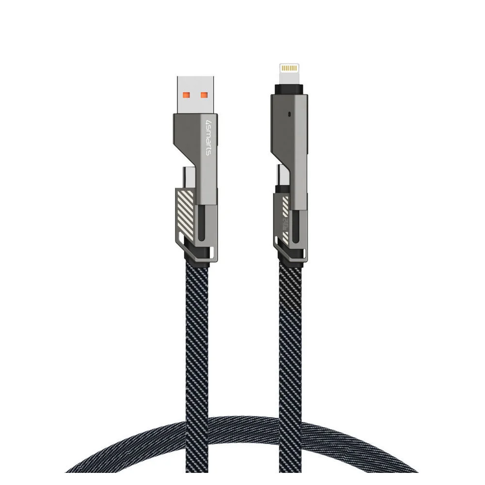 4SMARTS USB C Kabel ComboCord Flat 240W  1 5m und Keyring Kabel  graphit PC-Zubehoer