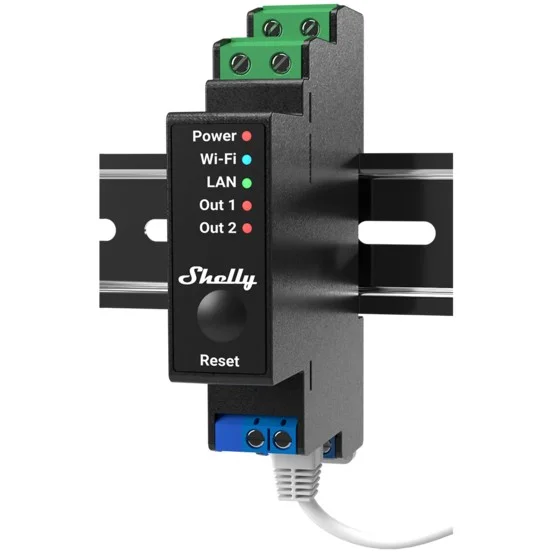 Shelly Relais ZollPro 2PMZoll WLAN LAN Max  25A 2 Kanaele 1 Phase BT Messfunktion DIN Rail Smart Home Zubehoer