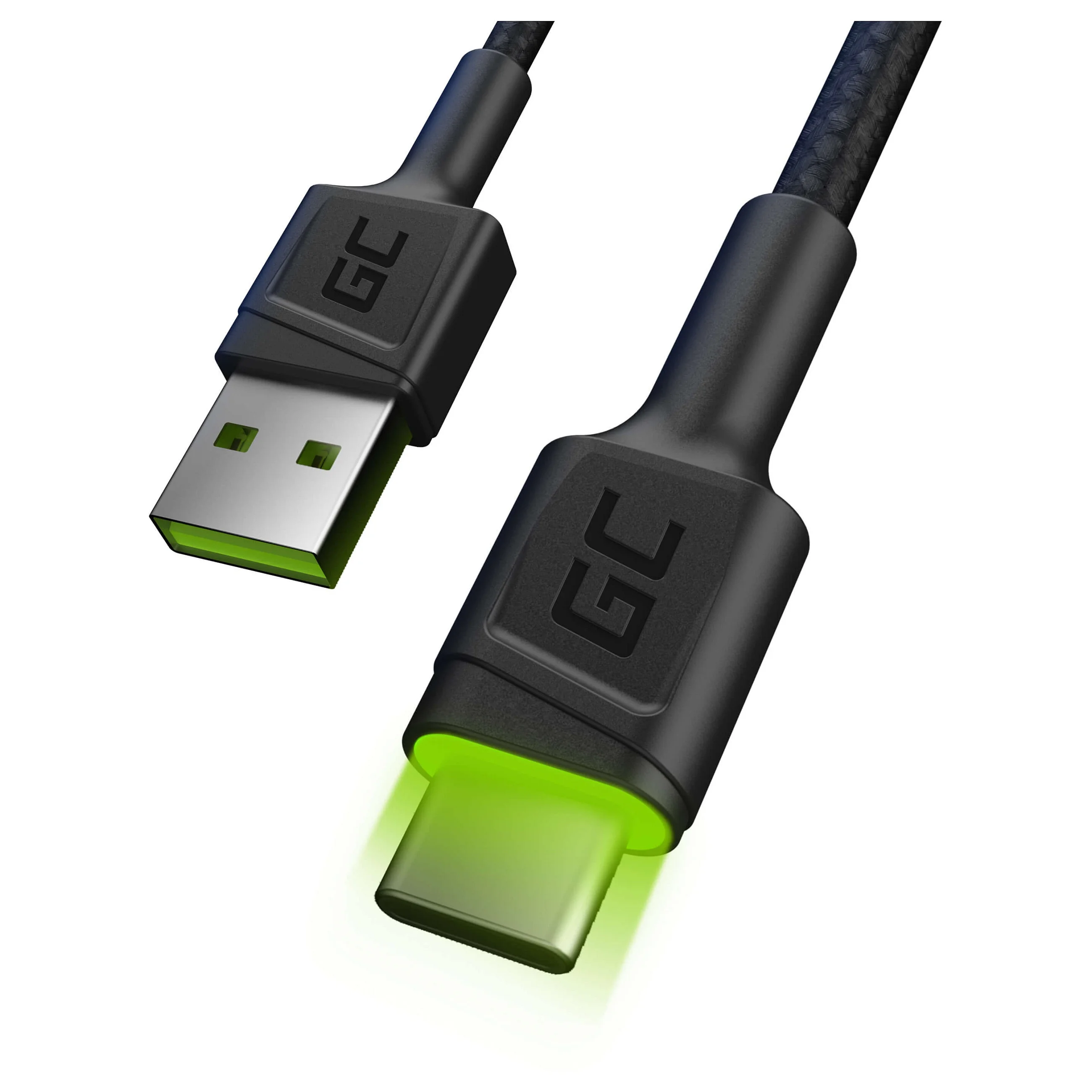 Green Cell USB 3 0   USB C  ST ST  1 2m Ladekabel LED Schwarz PC-Zubehoer