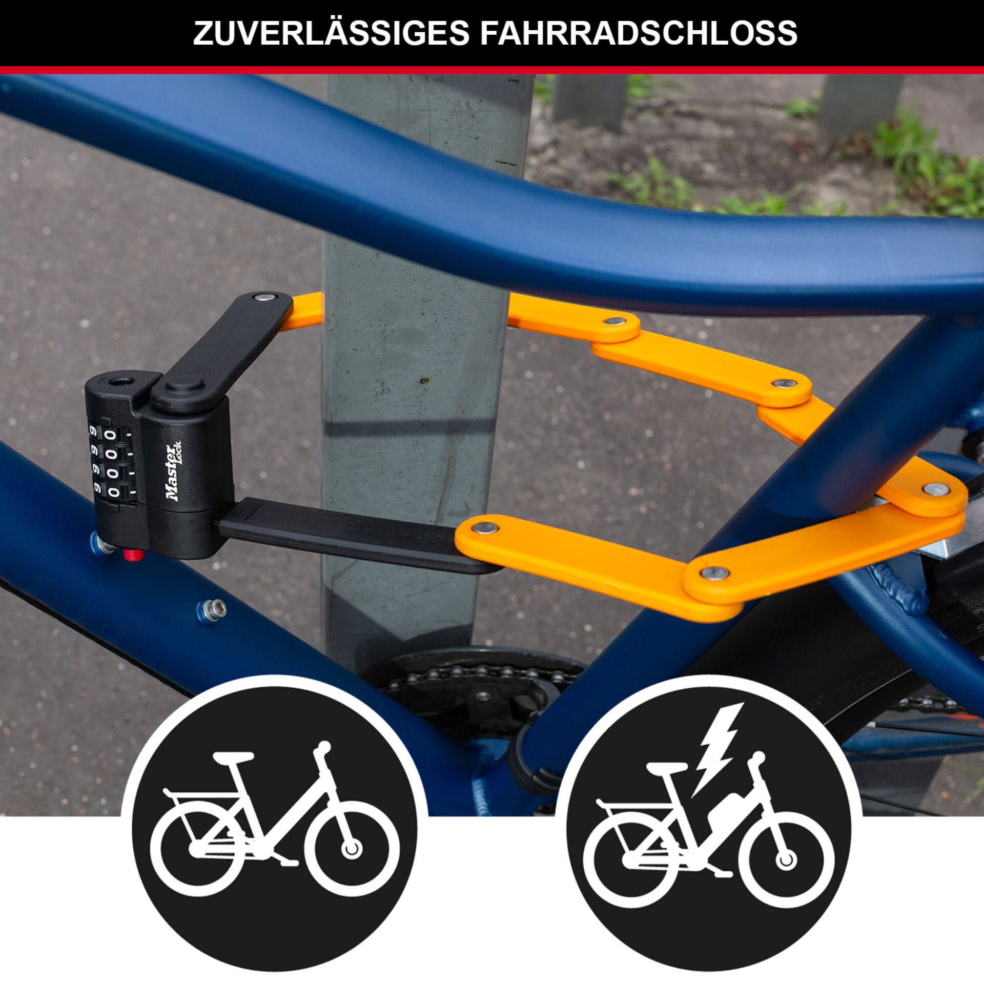 Master Lock Faltschloss mit Zahlenschloss 8336EURDPRO Radsport