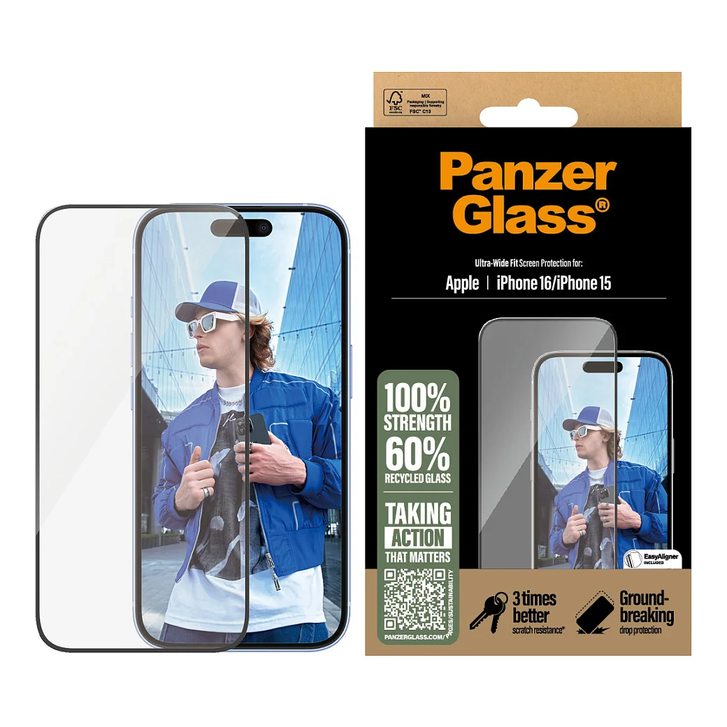 PanzerGlass   Displayschutz iPhone 16   15   Ultra Wide Fit Notebook & Tablet Zubehoer