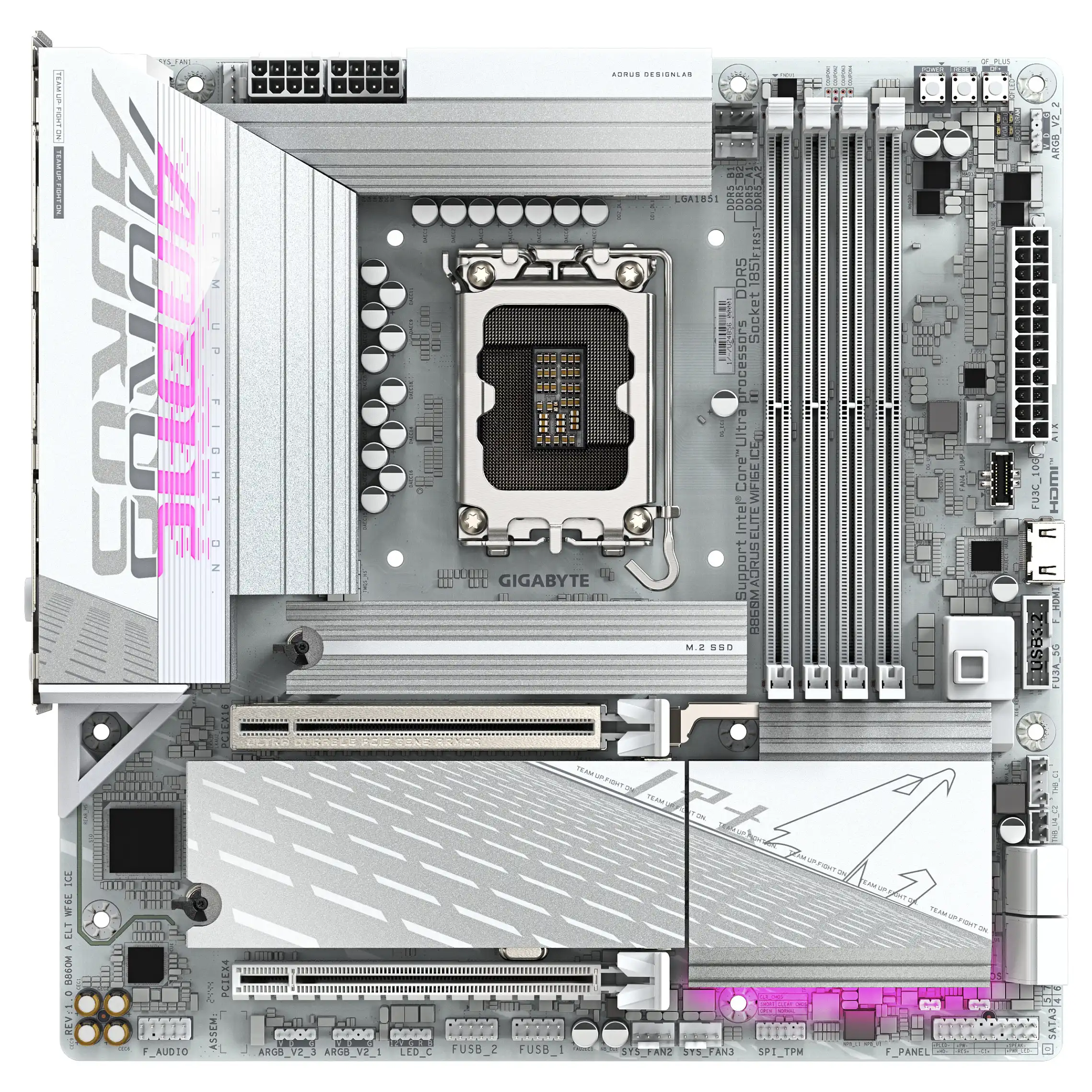 GIGABYTE B860M AORUS ELITE WF6E ICE Mainboard   Intel Core Ultra CPUs  12 1 2 1 Phasen VRM  bis zu 9200MHz DDR5  1xPCIe 5 0   2xPCIe 4 0 M 2  2 5 GbE LAN  WIFI 6E  USB 4 PC-Zubehoer
