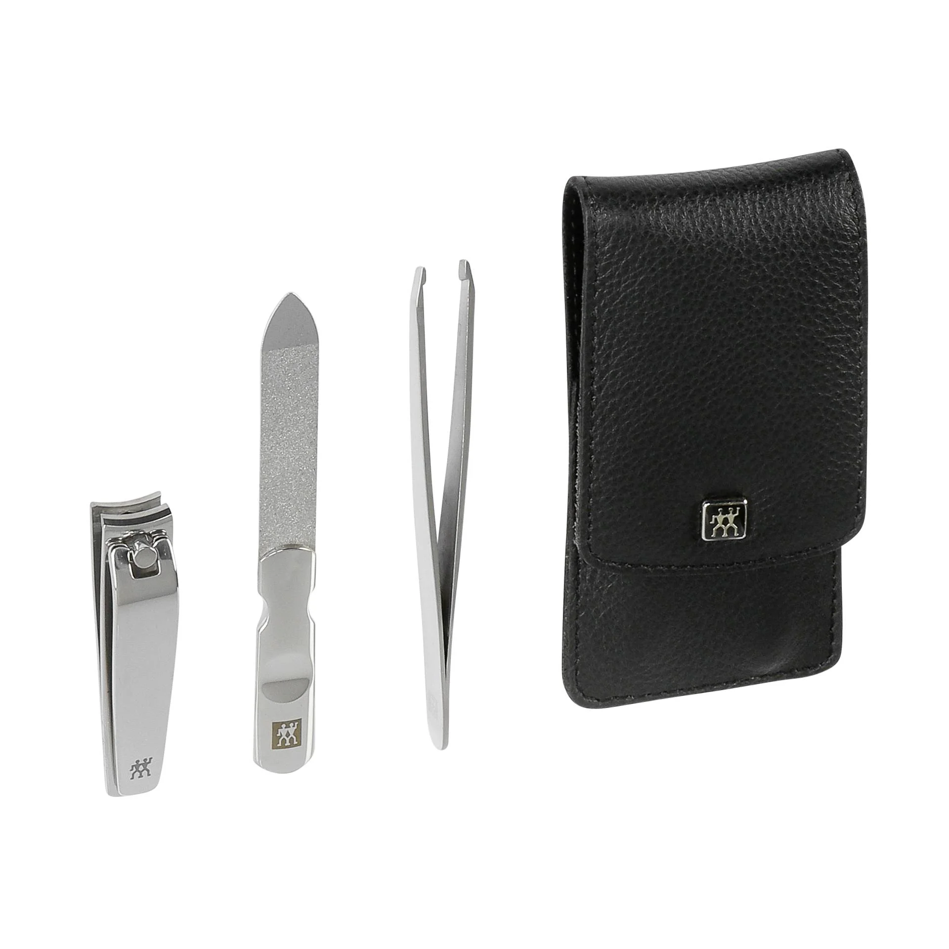 ZWILLING CLASSIC INOX Druckknopf Etui  Rindleder  schwarz  3 tlg Wellnessgeraete