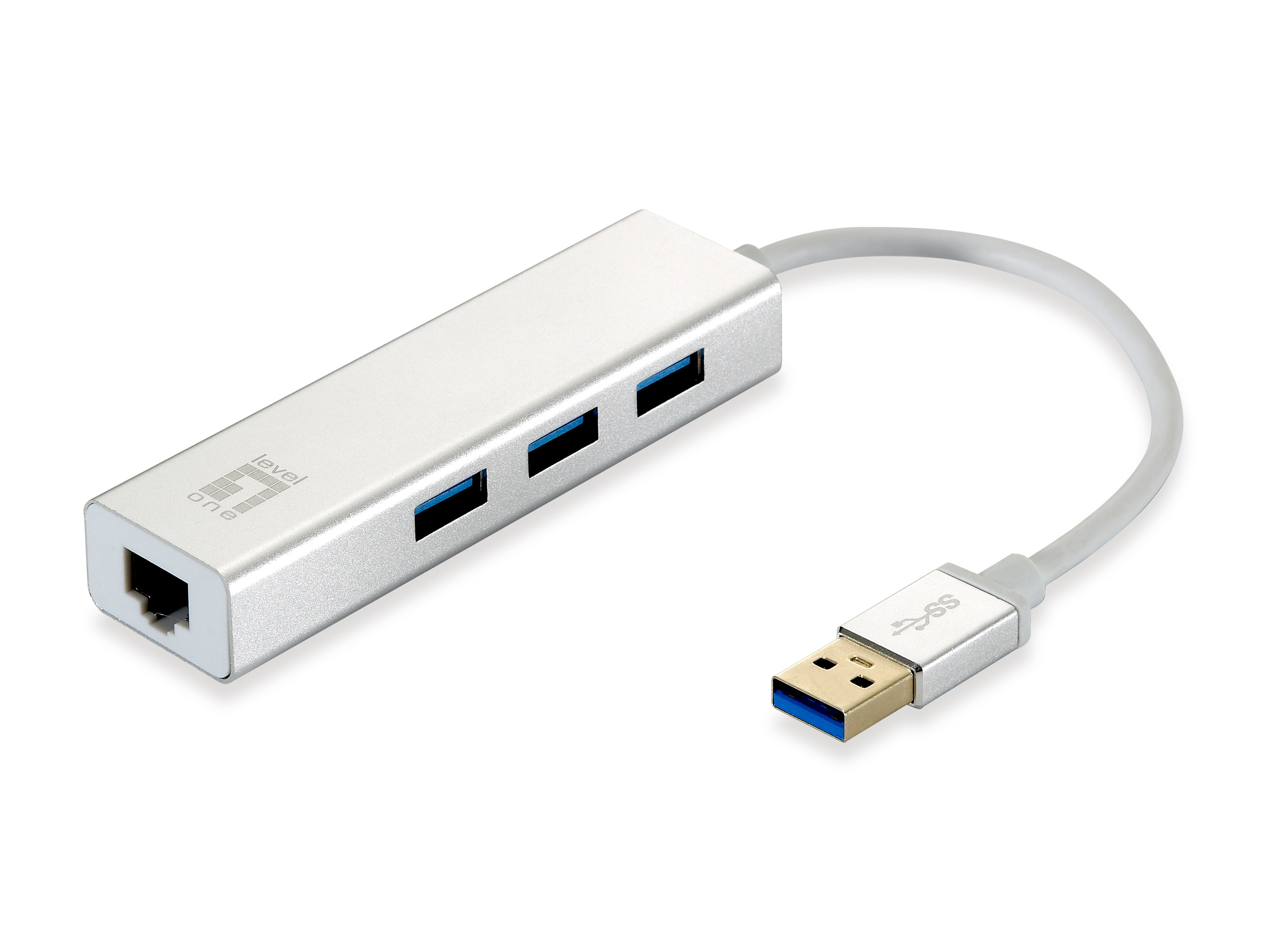 LevelOne USB 0503 Gigabit USB Netzwerkadapter mit USB Hub