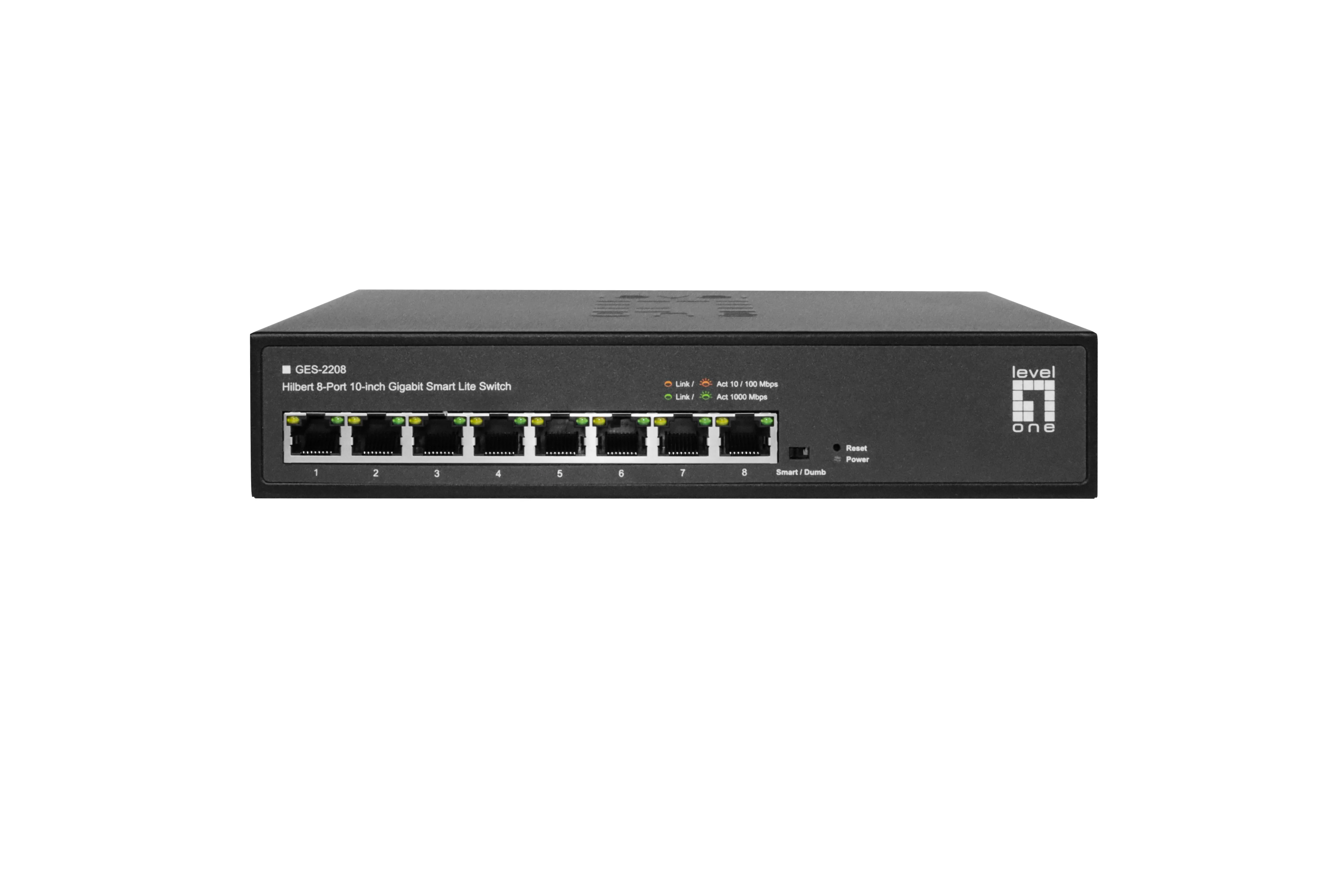 LevelOne Hilbert 10  8 Port Gigabit Switch   8 x RJ45   10 100 1000 Mbps   Smart Lite Switches