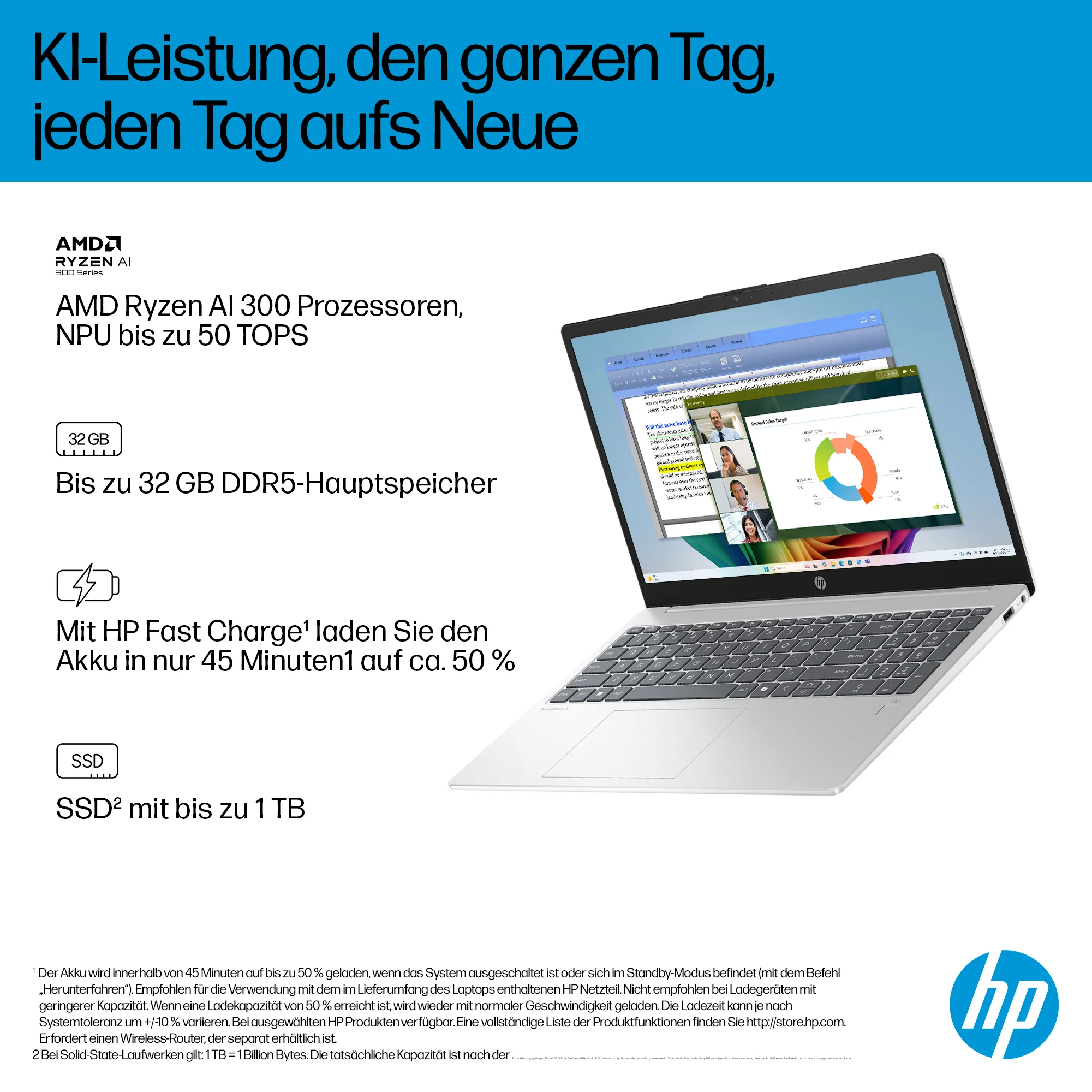 Hewlett Packard HP OmniBook 3 NGAI 15 fn0653ng 39 6cm  15 6   AI5 16GB 1TB SSD Laptops & Notebooks