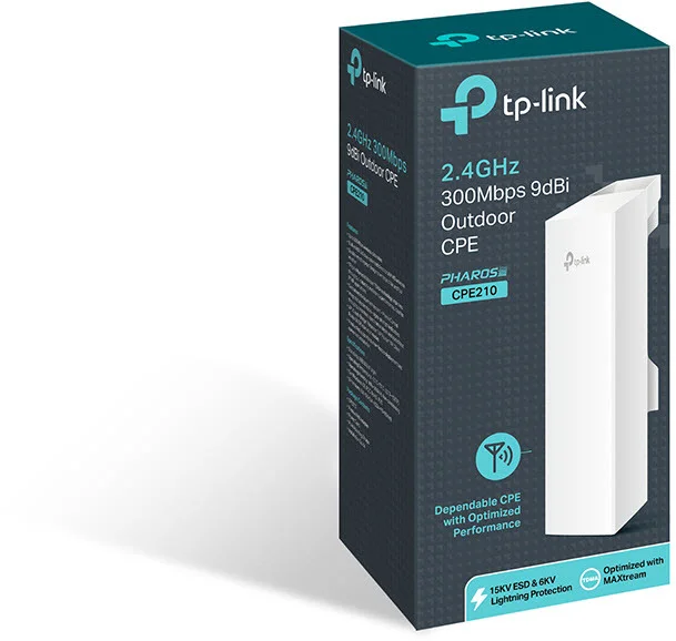 TP Link CPE210 Outdoor WLAN Access Point 2 4 GHz 300 Mbps 9 dBi Antenne IP65 Access Points