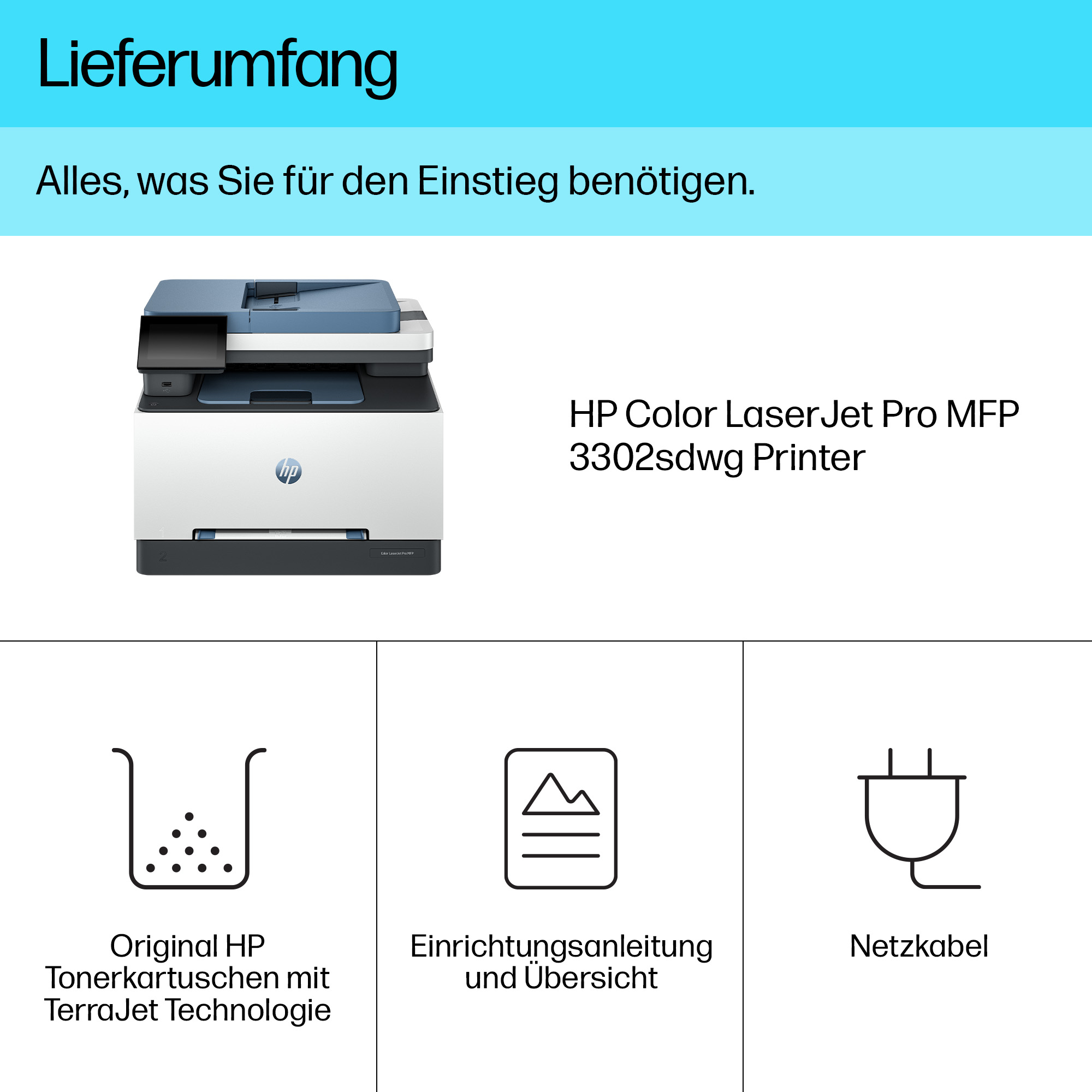 HP FL Color LaserJet PRO MFP 3302sdwg Farblaserdrucker 3in1 A4 LAN WiFi ADF Duplex Drucker & Scanner