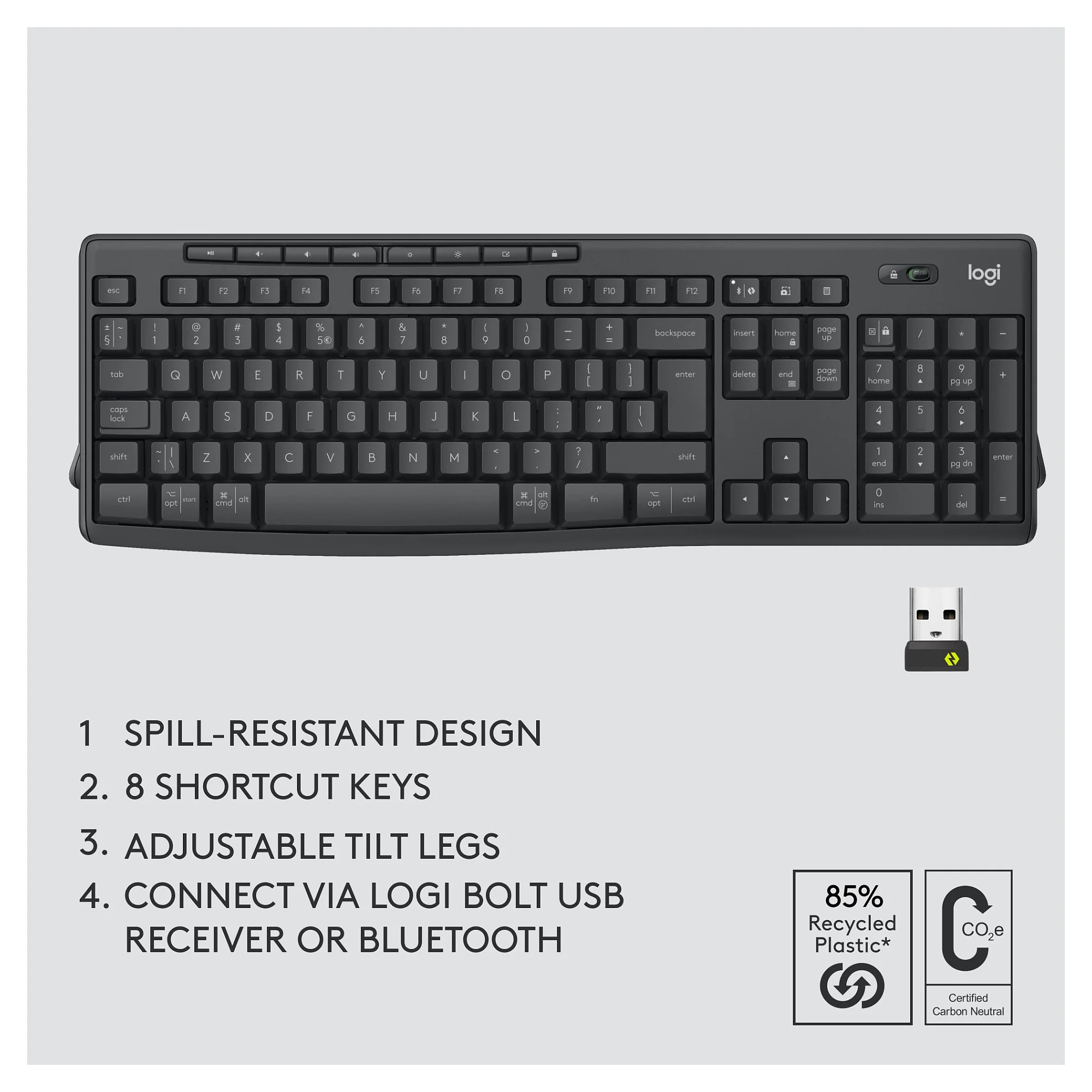 Logitech Desktop MK370 Wireless Black   US Layout Tastaturen & Maeuse