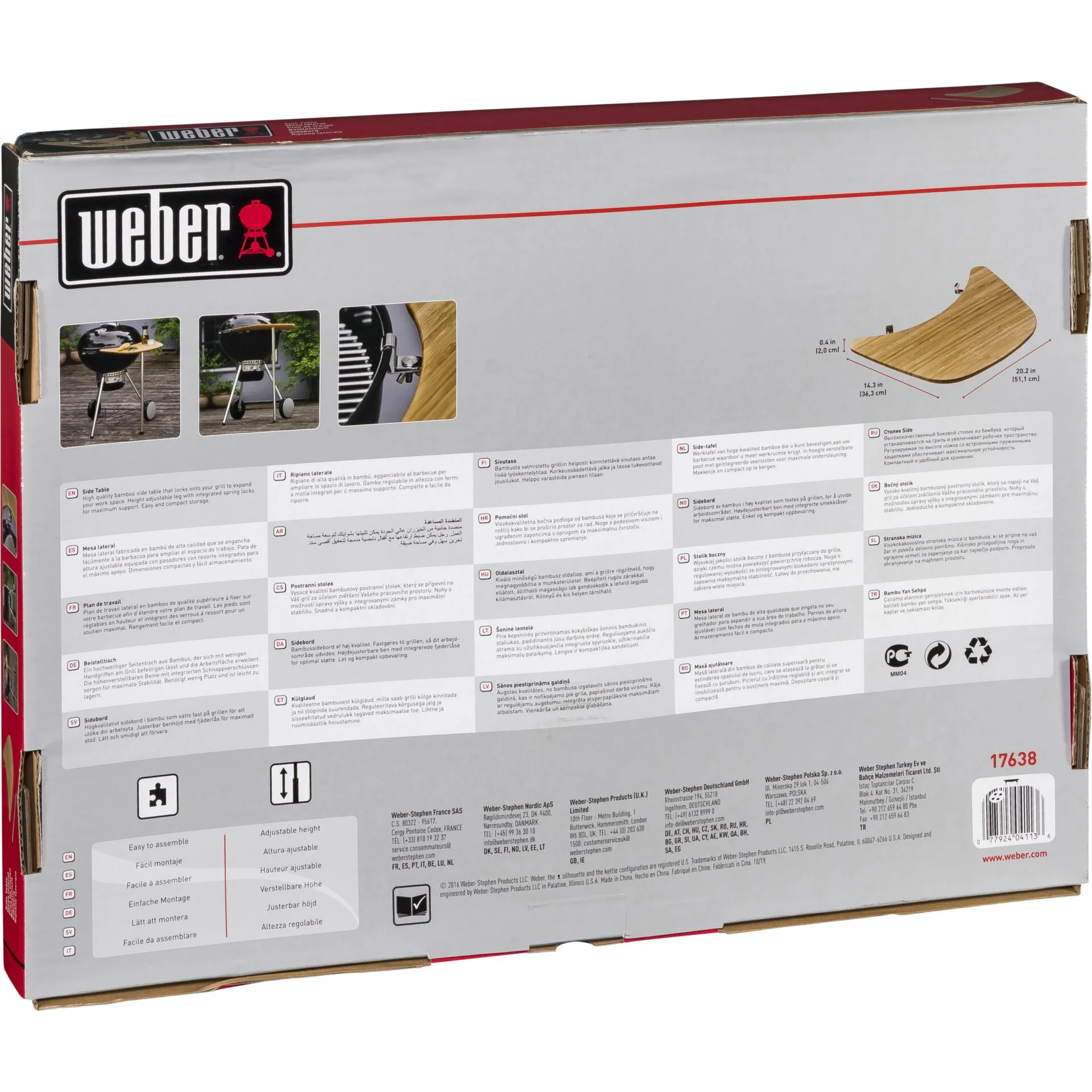 Weber Bambus Arbeitstisch fuer Kugelgrills 47cm und 57cm Grills