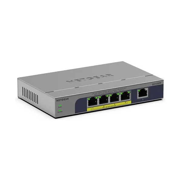 NETGEAR GS105PP Unmanaged Gigabit Ethernet  10 100 1000  Power over Ethernet  PoE  Desktop  Wandmontage Grau Switches