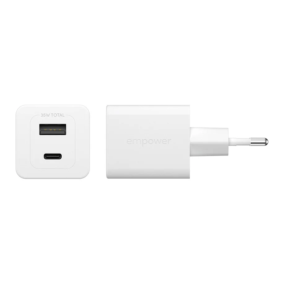 PanzerGlass empower  by   Turbo 35W Ladegaraet inkl  USB C   USB A   EU Anschluss   Silber Weiss Akkus Powerbanks & Kabel