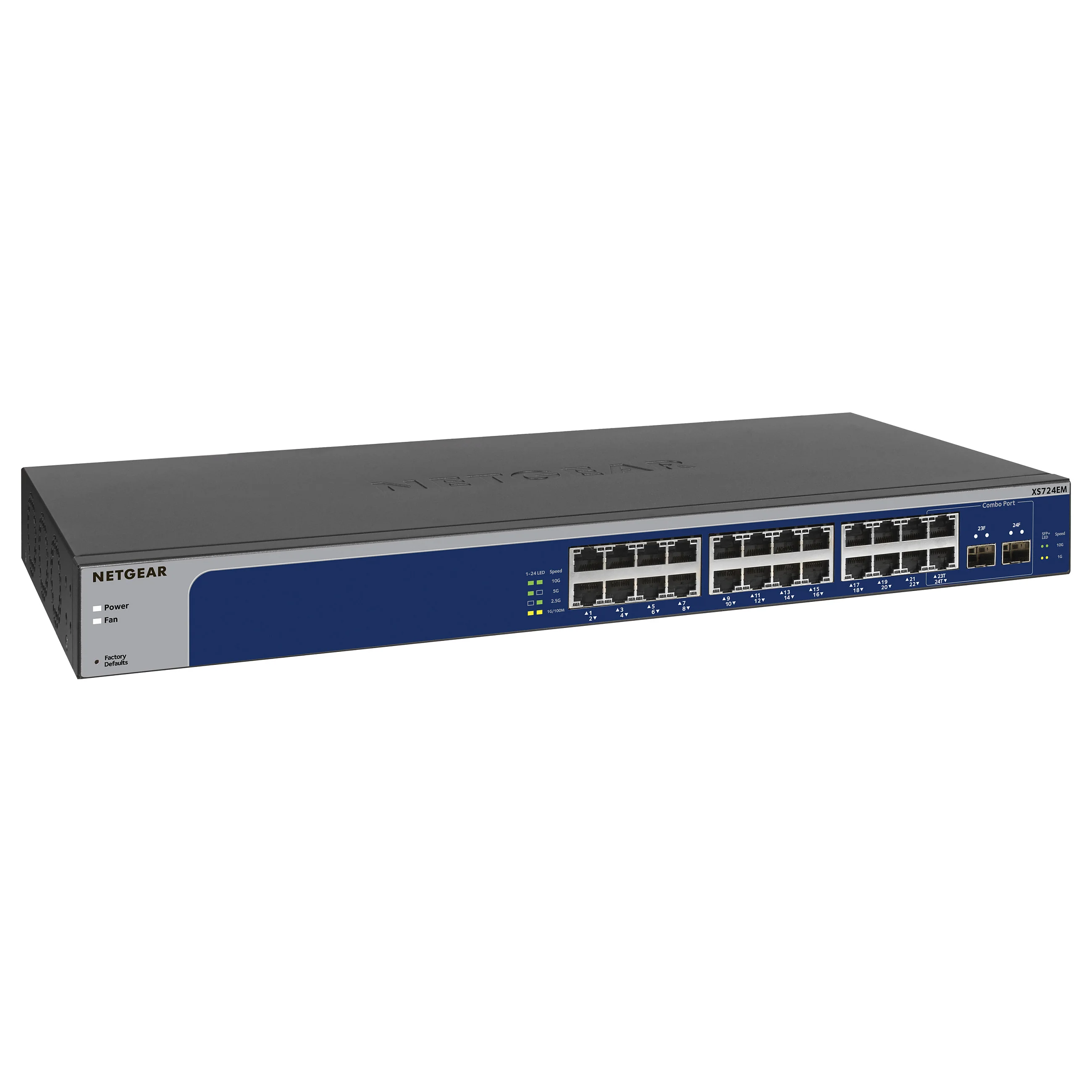 NETGEAR XS724EM Managed L2 10G Ethernet  100 1000 10000  1U Blau  Grau Switches
