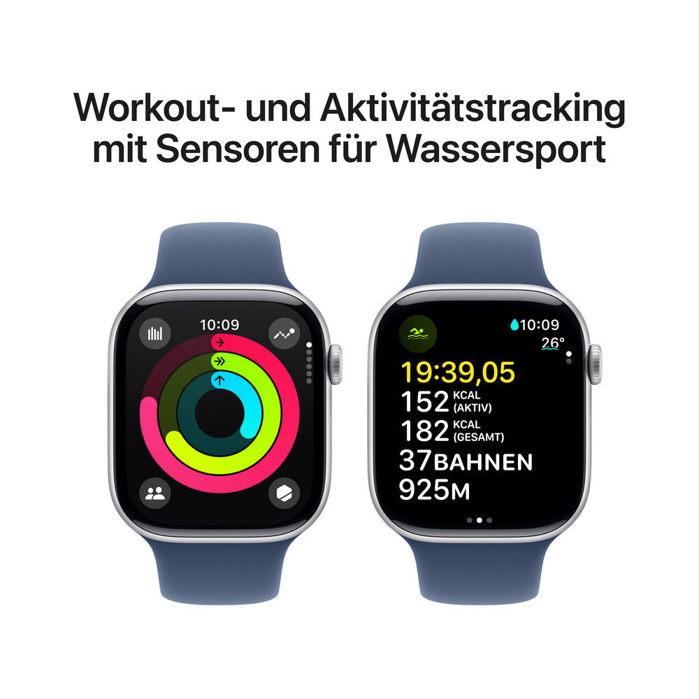 Apple Watch 10 46mm GPS 4G Alu Sport M L silber denim Smartwatches & Fitnesstracker