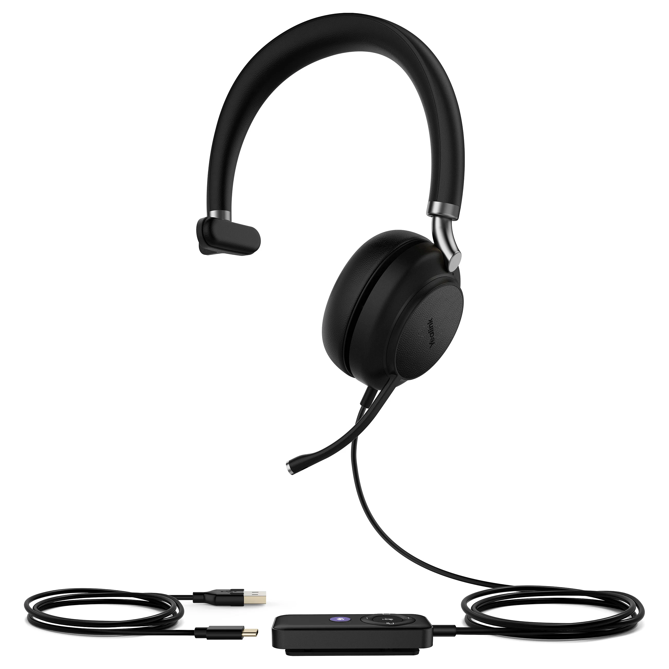 Yealink UH38 Mono Teams Kopfhoerer Verkabelt   Kabellos Kopfband Anrufe Musik USB Typ C Bluetooth Schwarz Over-Ear