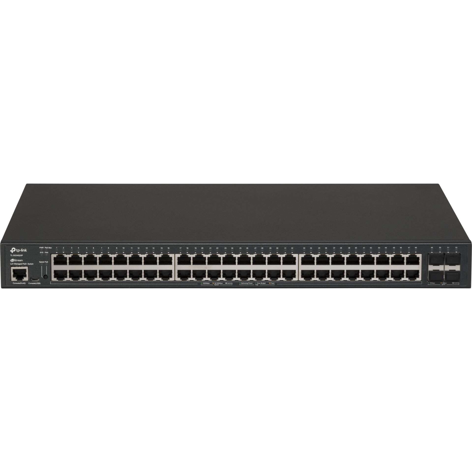 TP Link Omada SG3452XP Netzwerk Switch Managed L2  Gigabit Ethernet  10 100 1000  Power over Ethernet  PoE  1U Schwarz Switches