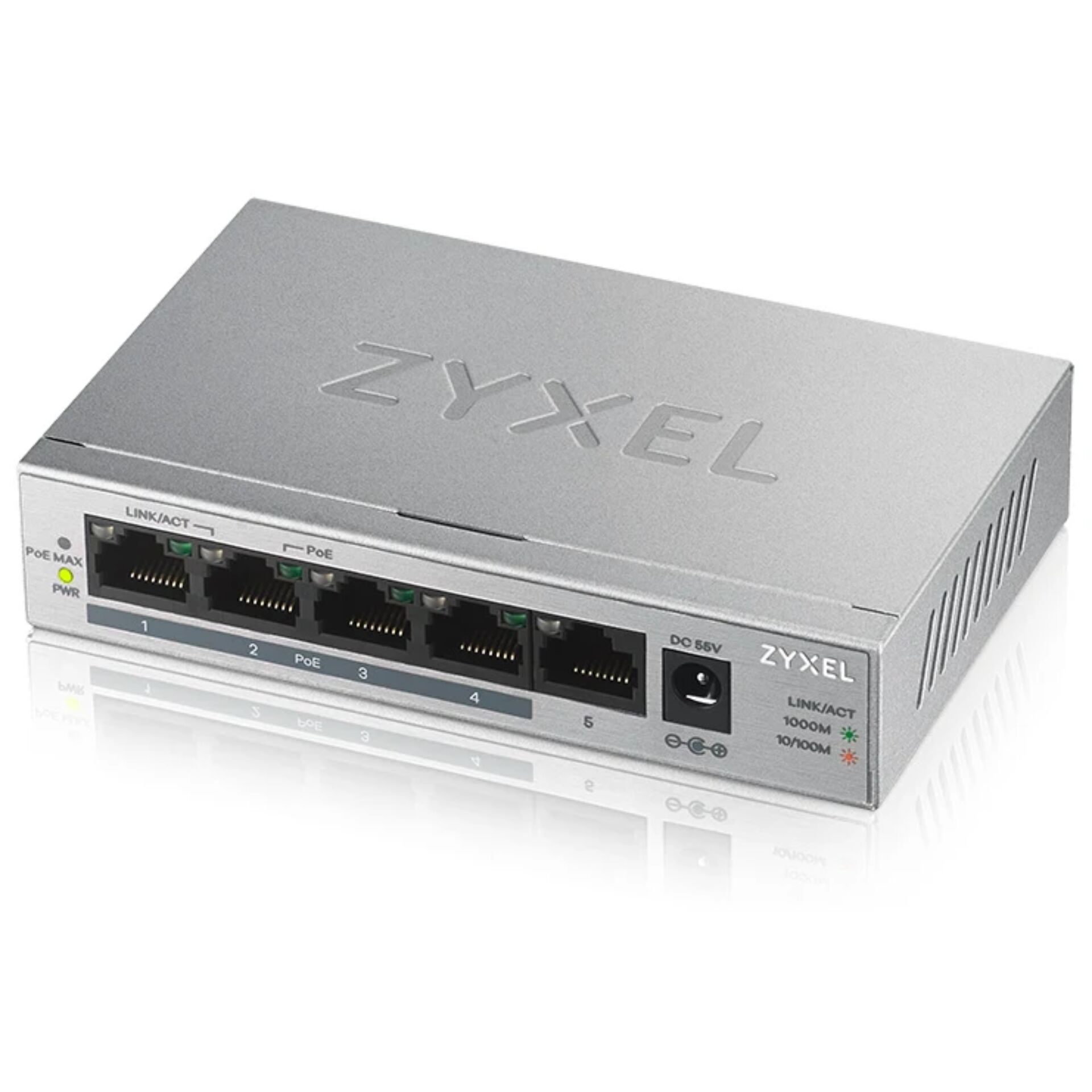 Zyxel GS1005HP Unmanaged Gigabit Ethernet  10 100 1000  Power over Ethernet  PoE  Silber Switches