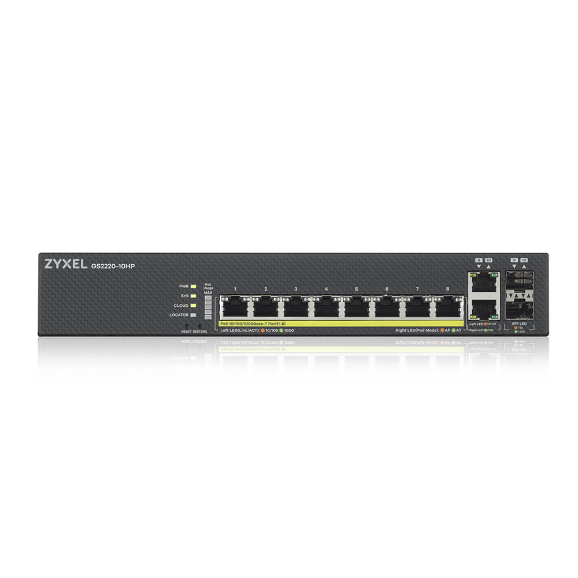 Zyxel GS2220 10HP EU0101F Netzwerk Switch Managed L2 Gigabit Ethernet  10 100 1000  Power over Ethernet  PoE  Schwarz Switches