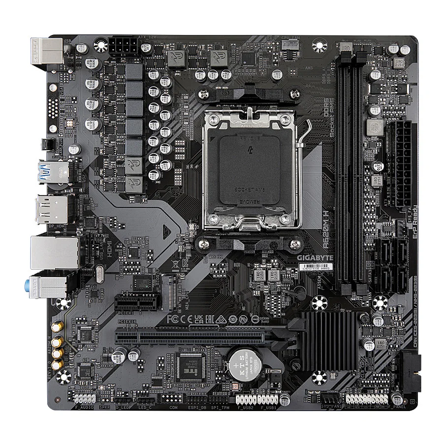 GIGABYTE A620M H Motherboard   Unterstuetzt AMD Ryzen 8000 CPUs  5 2 2 Phasen Digital VRM  bis zu 7200MHz DDR5  OC   1xPCIe 4 0 M 2  GbE LAN  USB 3 2 Gen 1 PC-Komponenten