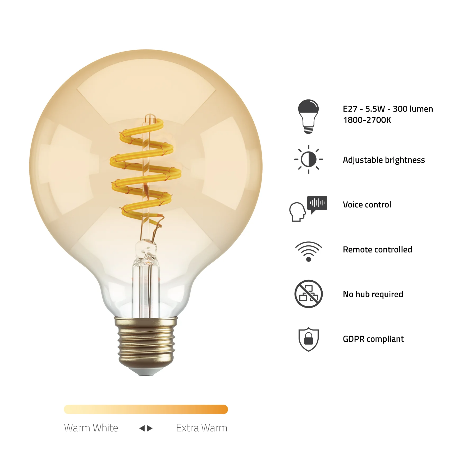 Hombli smarte Filament Gluehbirne  G95  E27  CCT  Amber Leuchtmittel & Lampen