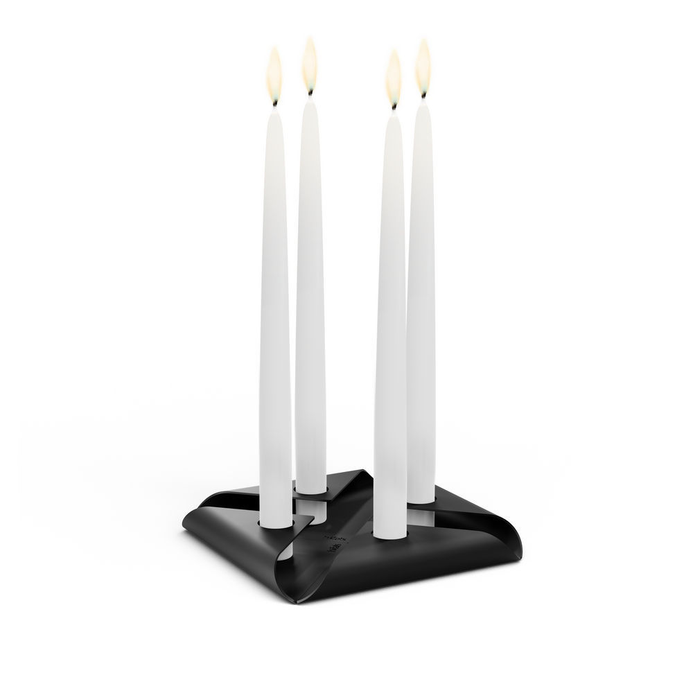 Hoefats Kerzenhalter Set Square Candle  4 tlg   schwarz Grills