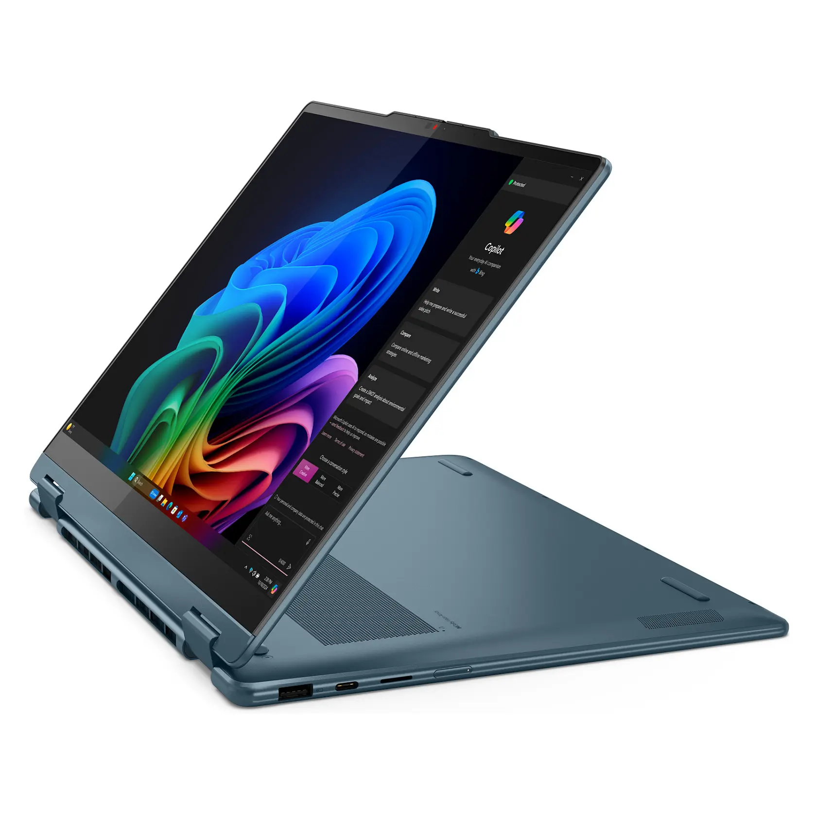 Lenovo Yoga 7 2 in 1 14AKP10 Copilot  PC AMD Ryzen AI 5 340 Hybrid  2 in 1  35 6 cm  14   Touchscreen WUXGA 16 GB LPDDR5x SDRAM 512 GB SSD Wi Fi 7  802 11be  Windows 11 Home Deutsch Tuerkis Notebook & Tablet Zubehoer