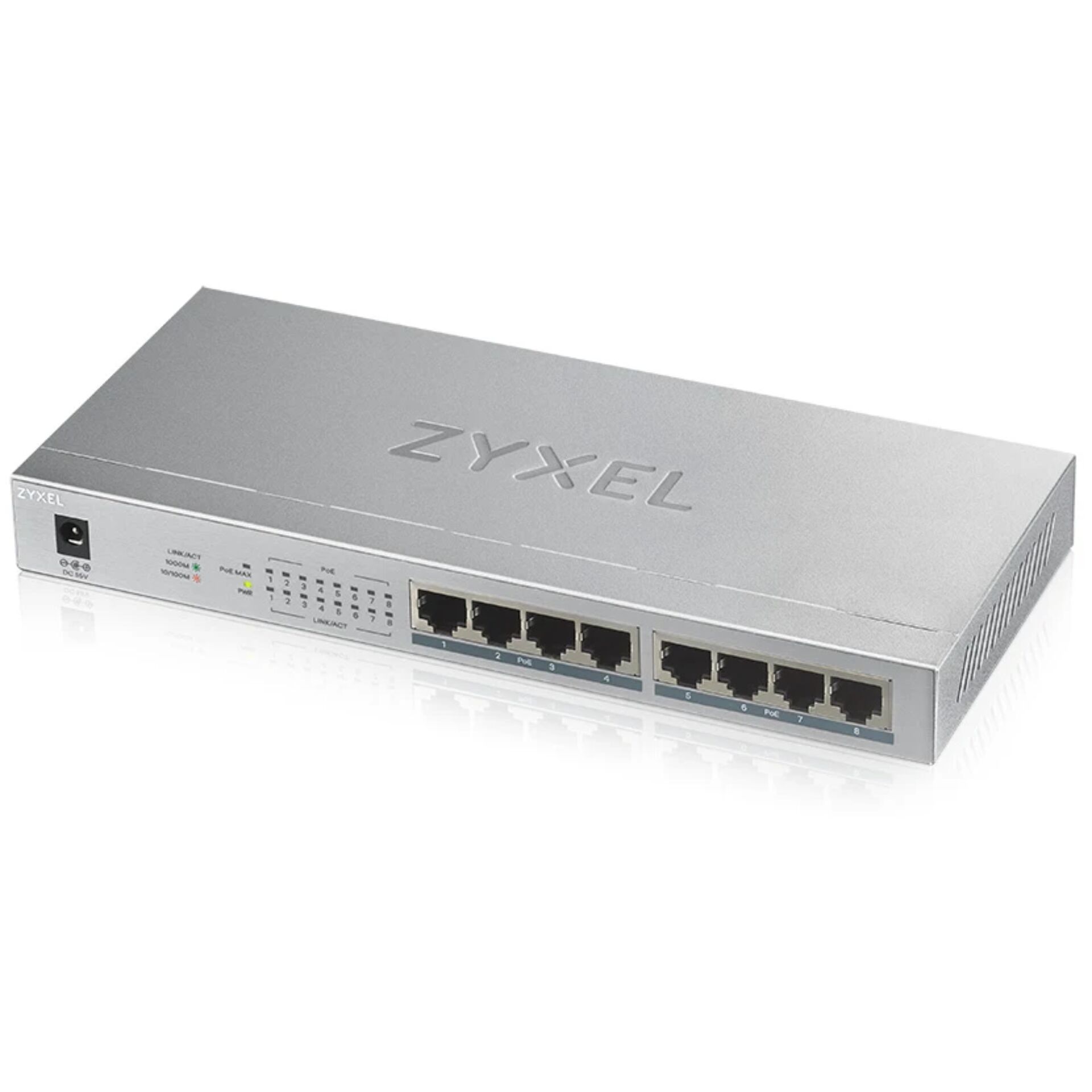 Zyxel GS1008HP Unmanaged Gigabit Ethernet  10 100 1000  Power over Ethernet  PoE  Grau Switches