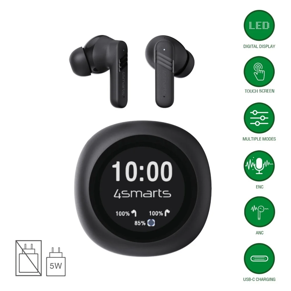 4SMARTS In Ear TWS Kopfhoerer SkyBuds Pro Screen ANC schwarz