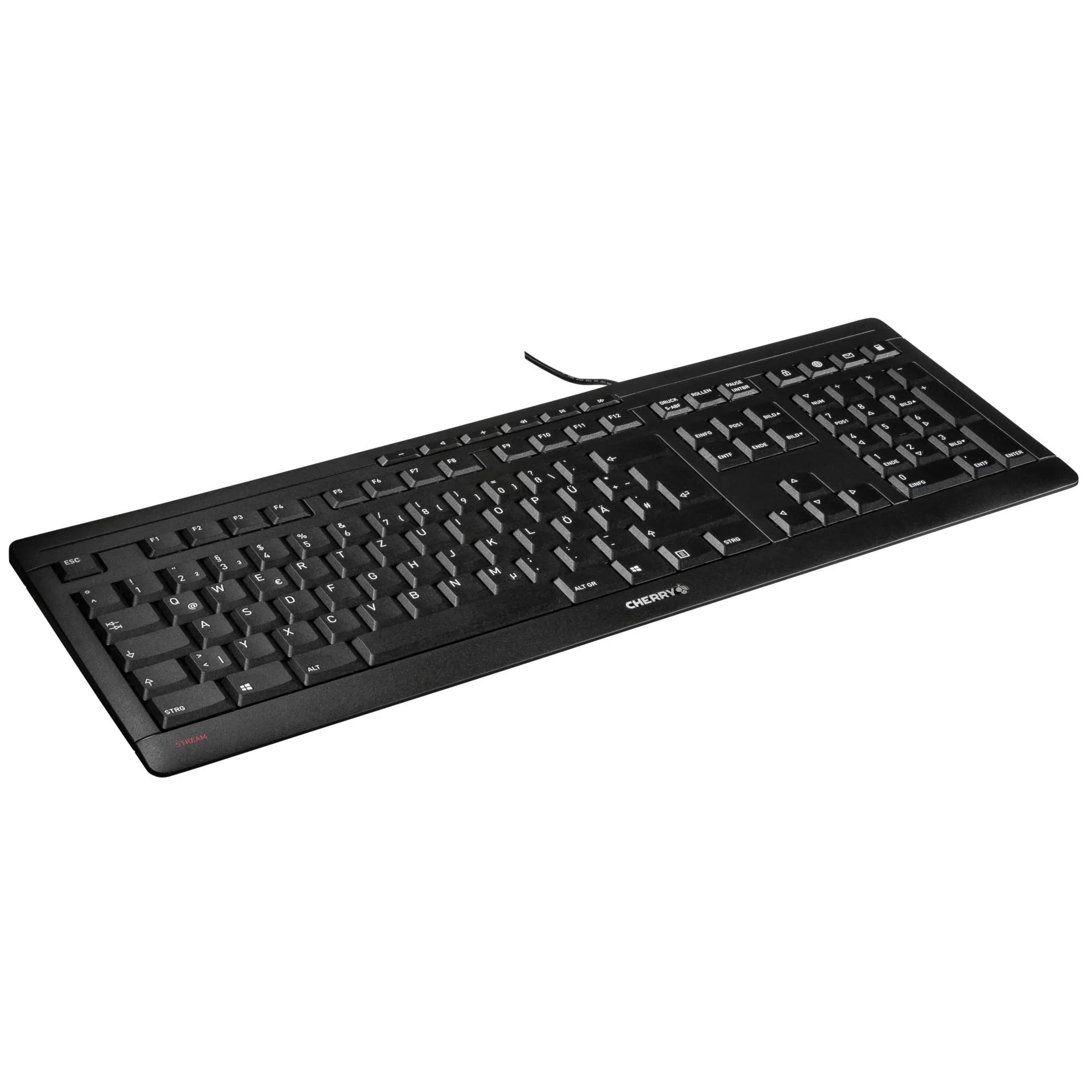 CHERRY STREAM KEYBOARD Kabelgebundene Tastatur  Schwarz  USB  QWERTZ   DE  Tastaturen & Maeuse