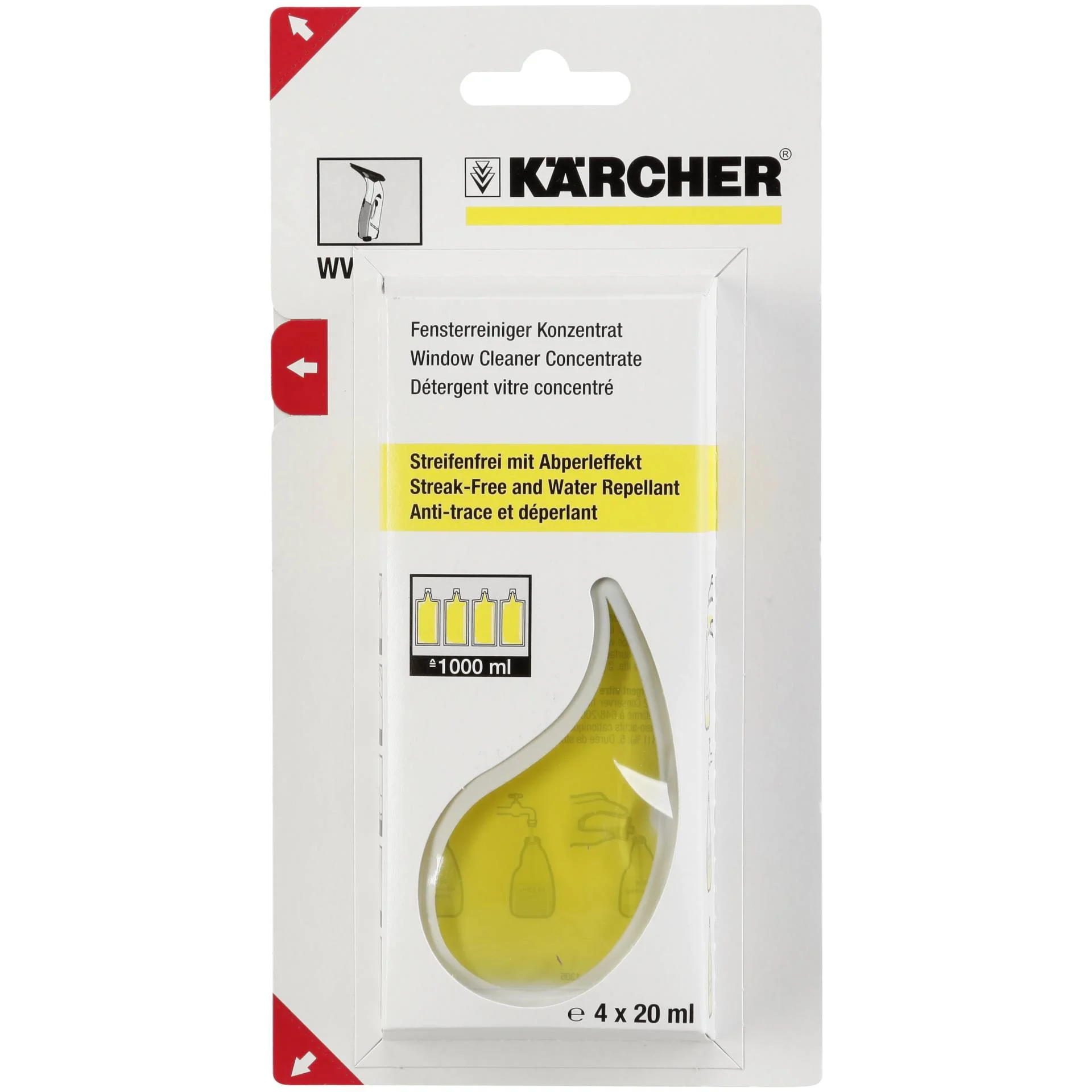 Kaercher Fensterreiniger Konzentrat 4 x 20 ml Zubehoer fuer Staubsauger & Reiniger