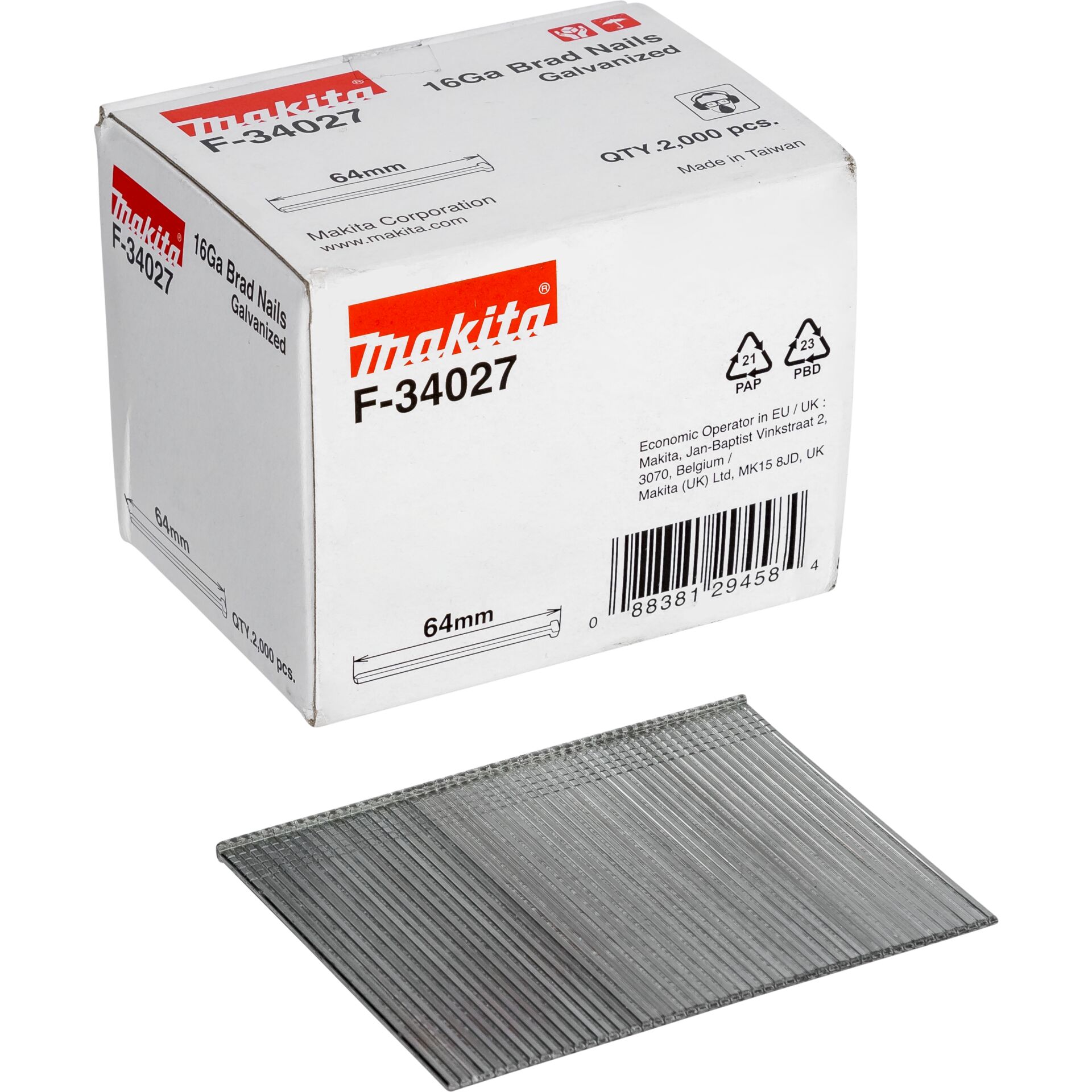 Makita Stauchkopfnagel 1 6x64mm F 34027 2000 pcs  Schleifer Hobel & Fraesen