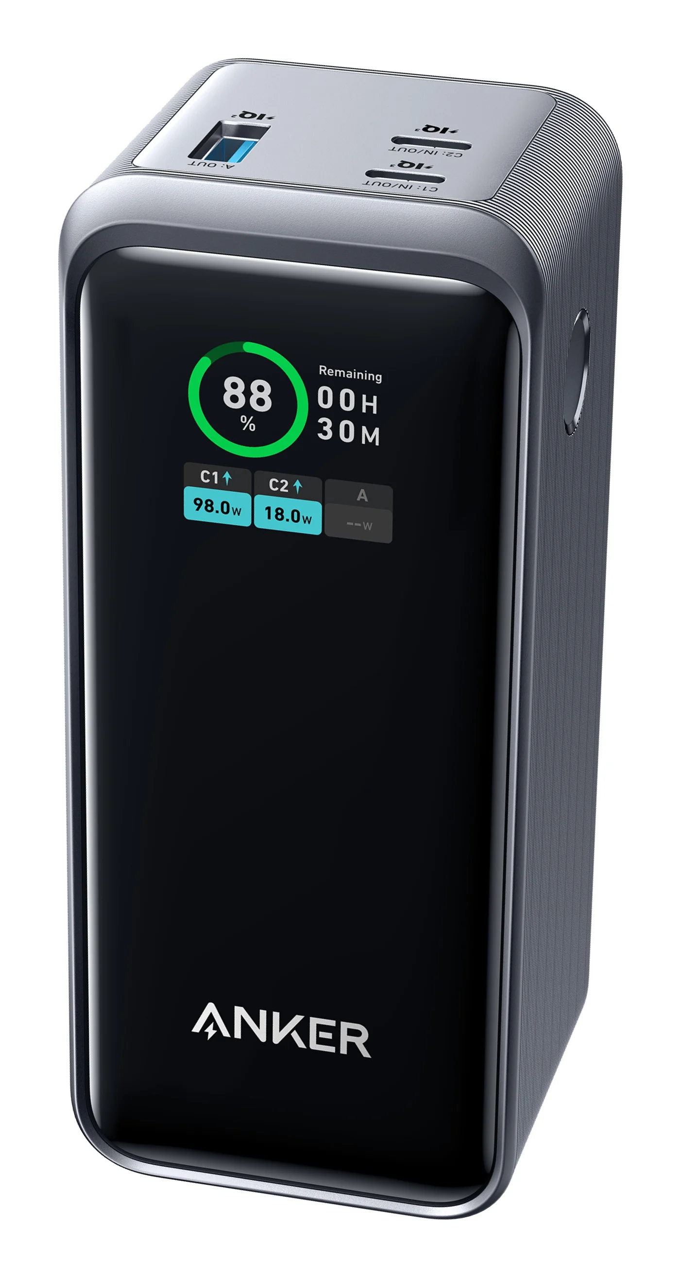 Anker Anke Prime PowerBank 20 000mAh  200W  schwarz 2x USB C 1x USB A inkl  Display black Akkus Powerbanks & Kabel