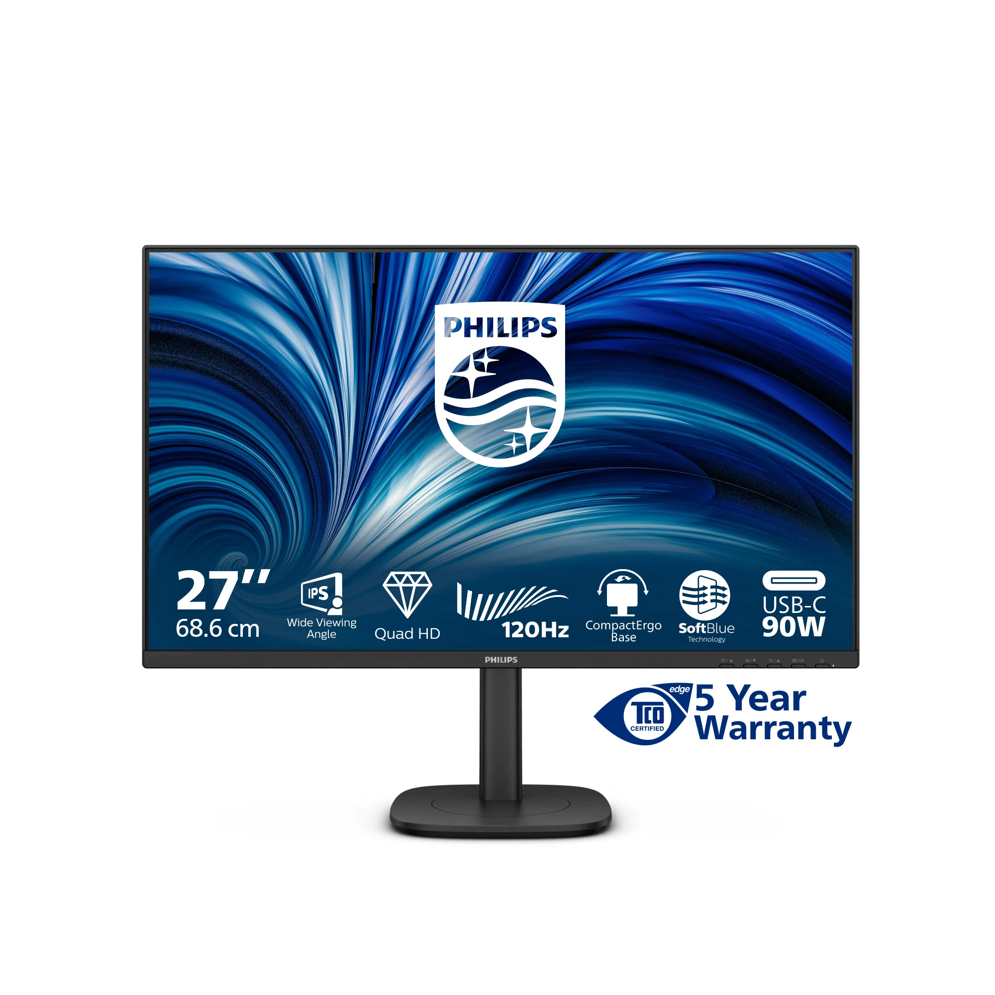 Philips 3000 series 27B2U3601 00 Computerbildschirm 68 6 cm  27   2560 x 1440 Pixel Quad HD LCD Schwarz Monitore