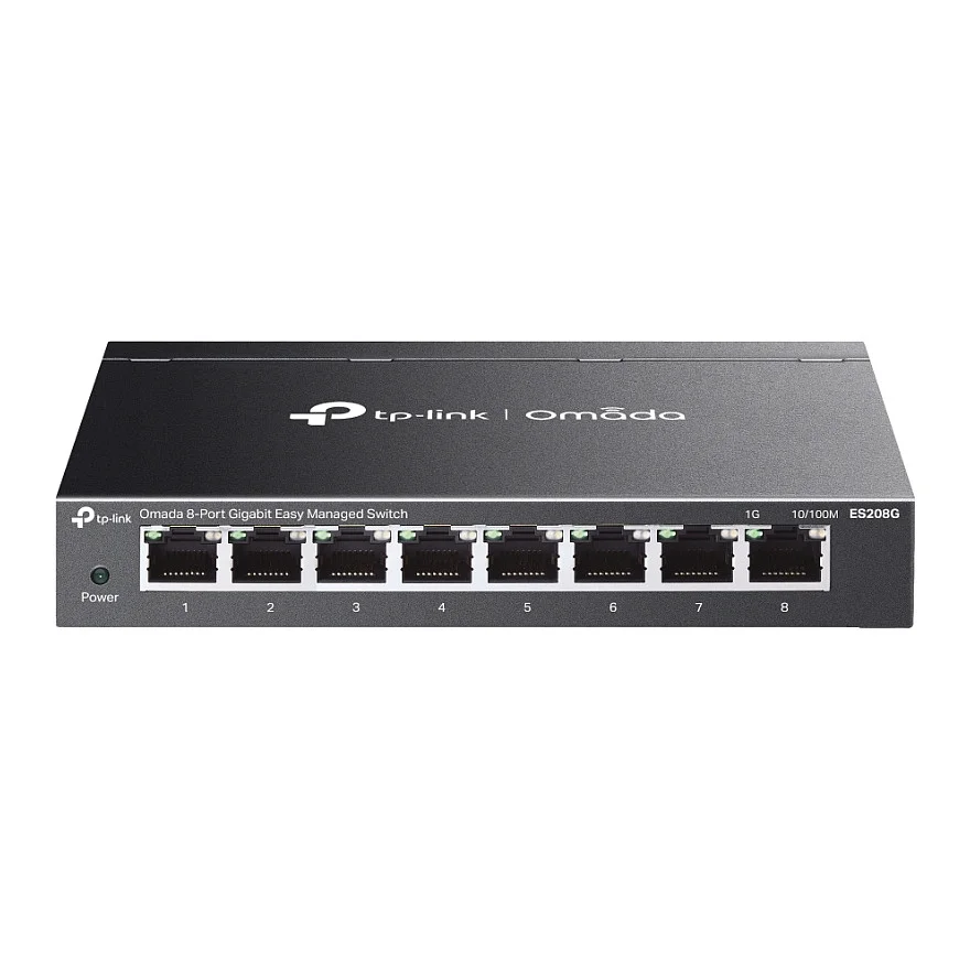 TP Link Omada ES208G Netzwerk Switch Managed L2 Gigabit Ethernet  10 100 1000  Schwarz Switches