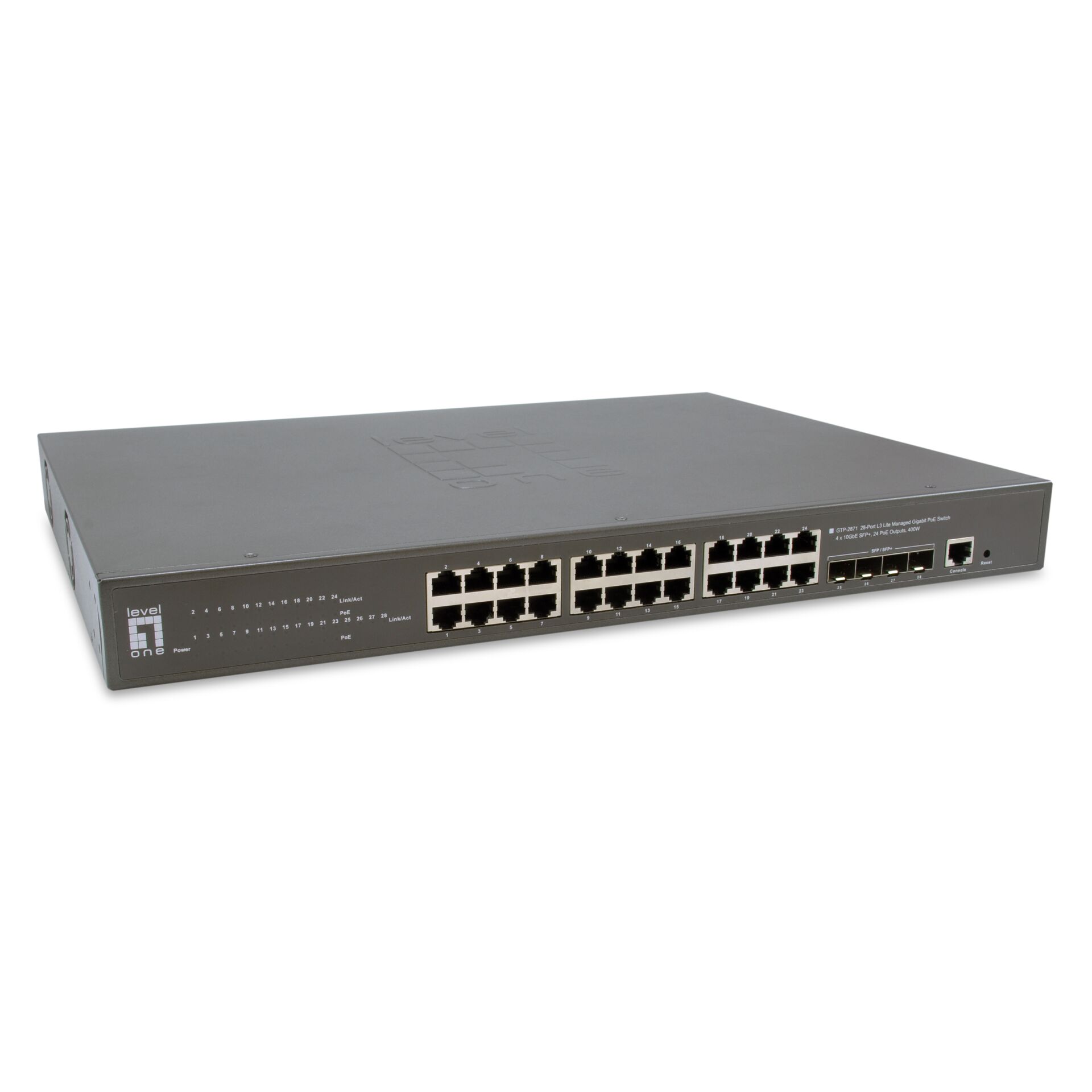 LevelOne GTP 2871 Netzwerk Switch Managed L3 Gigabit Ethernet 10 100 1000 Power over Ethernet PoE Grau
