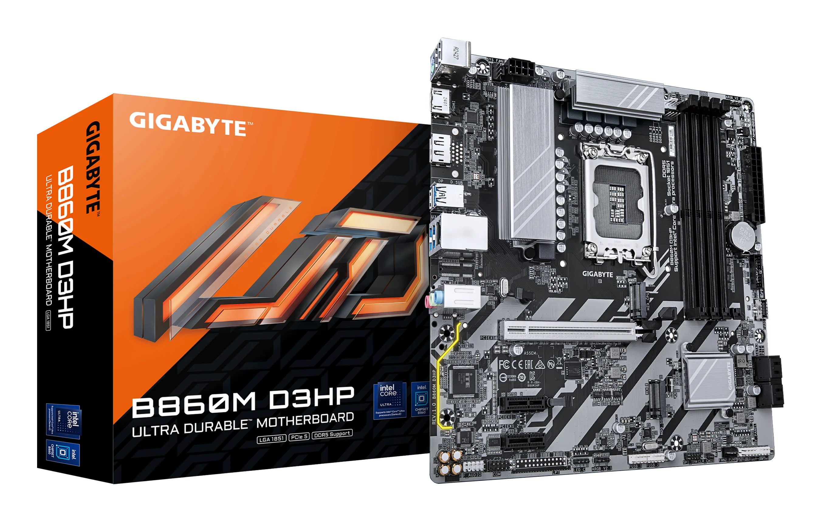 GIGABYTE B860M D3HP Mainboard   Intel Core Ultra CPUs  4 1 2 1 Phasen VRM  bis zu 9066MHz DDR5  2xPCIe 4 0 M 2  GbE LAN  USB 3 2 Gen 1 PC-Zubehoer