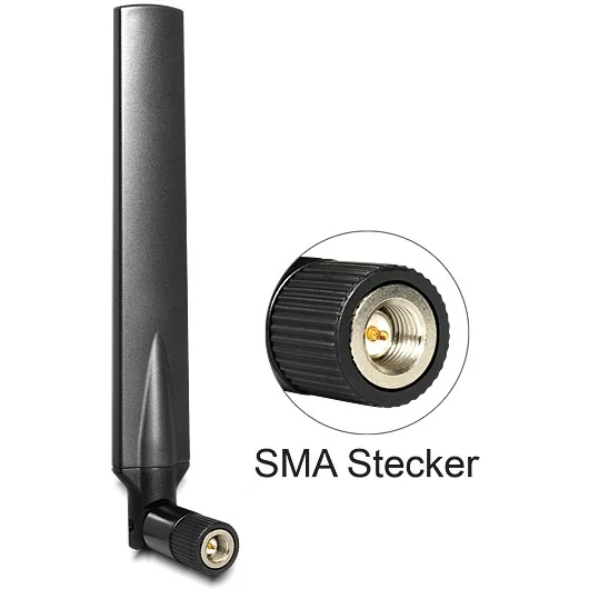 DeLOCK antenne lte sma band 1 3 7 20  5  2 8 dbi omni gelenk schwarz Netzwerk