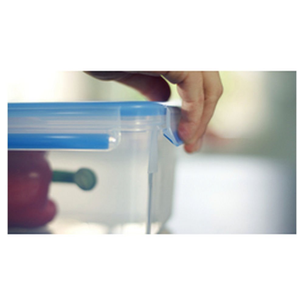 EMSA N1031700 Lebensmittelaufbewahrungsbehaelter Rechteckig Set 6 2 l Blau  Transparent 8 Stueck e  Kueche