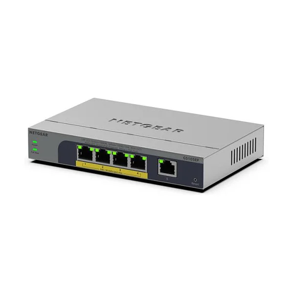 NETGEAR GS105EP Unmanaged Gigabit Ethernet  10 100 1000  Power over Ethernet  PoE  Grau Switches