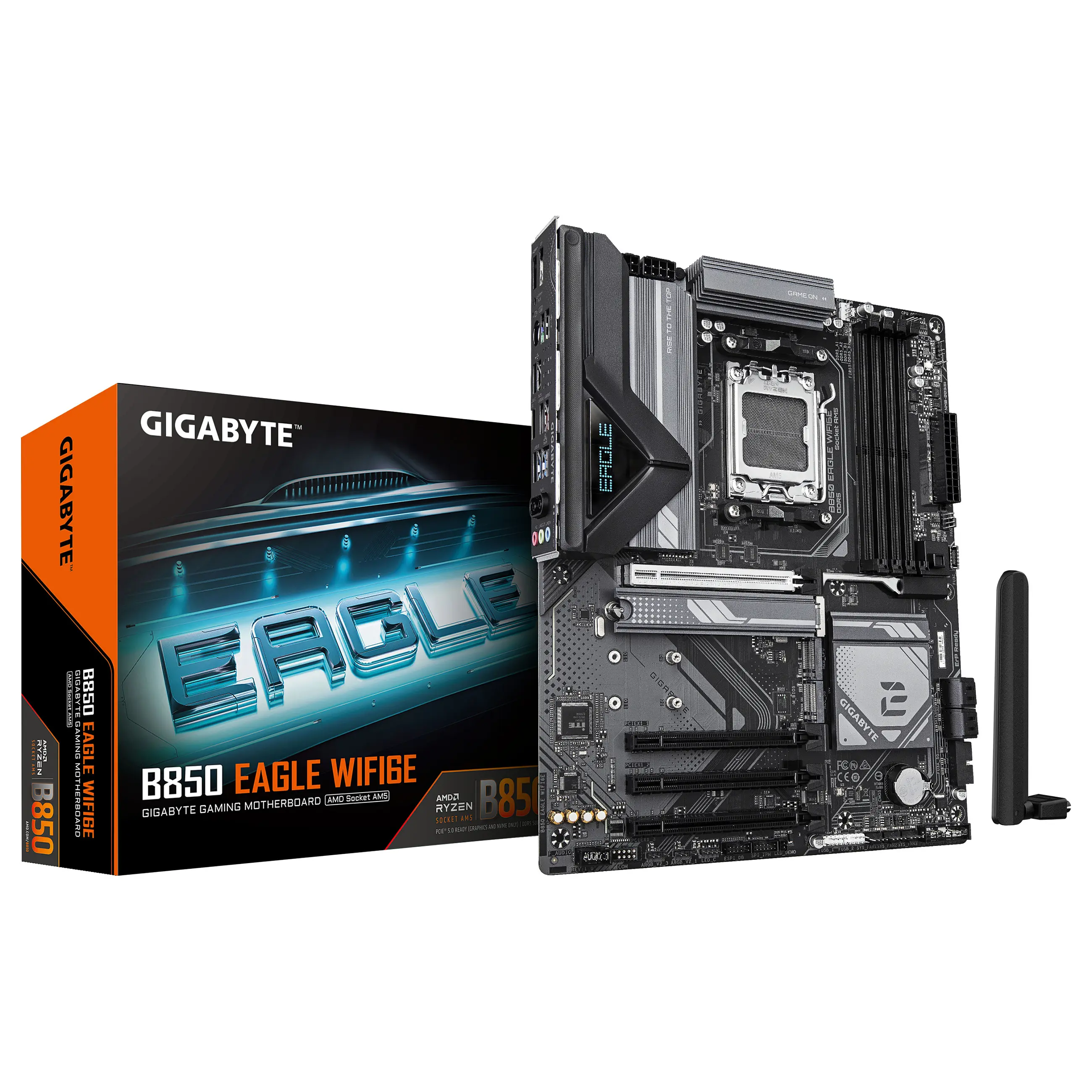 GIGABYTE B850 EAGLE WIFI6E Motherboard   AMD Ryzen 9000 Serie CPUs  8 2 2 Phasen digitales VRM  bis zu 8200MHz DDR5  OC   1xPCIe 5 0   2xPCIe 4 0 M 2  GbE LAN  WIFI 6E  USB 3 2 Gen 2 PC-Zubehoer