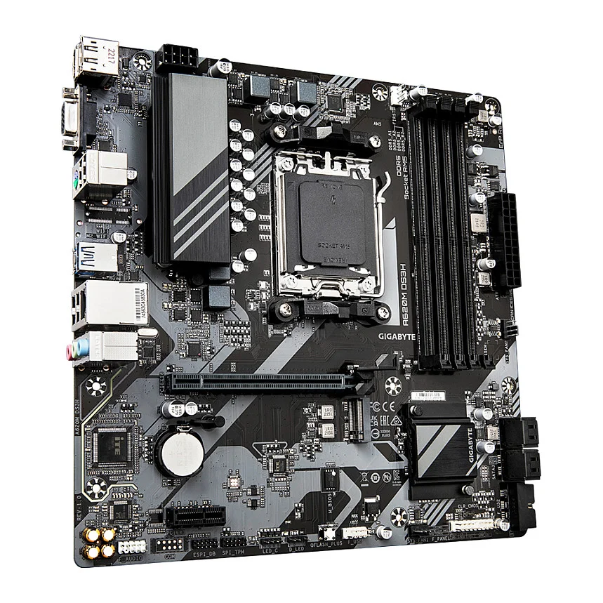 GIGABYTE A620M DS3H Motherboard   Unterstuetzt AMD Ryzen 8000 CPUs  5 2 2 Phasen Digital VRM  bis zu 7600MHz DDR5  OC   1xPCIe 4 0 M 2  GbE LAN  USB 3 2 Gen 1 PC-Komponenten